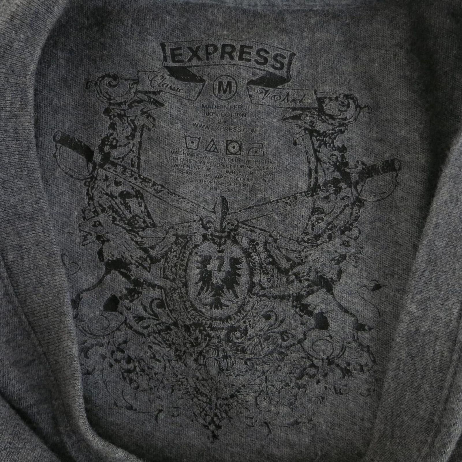 Express Express Men's Gray Classic V-Neck Graphic T-Shirt Size M Size US M / EU 48-50 / 2 - 3 Thumbnail