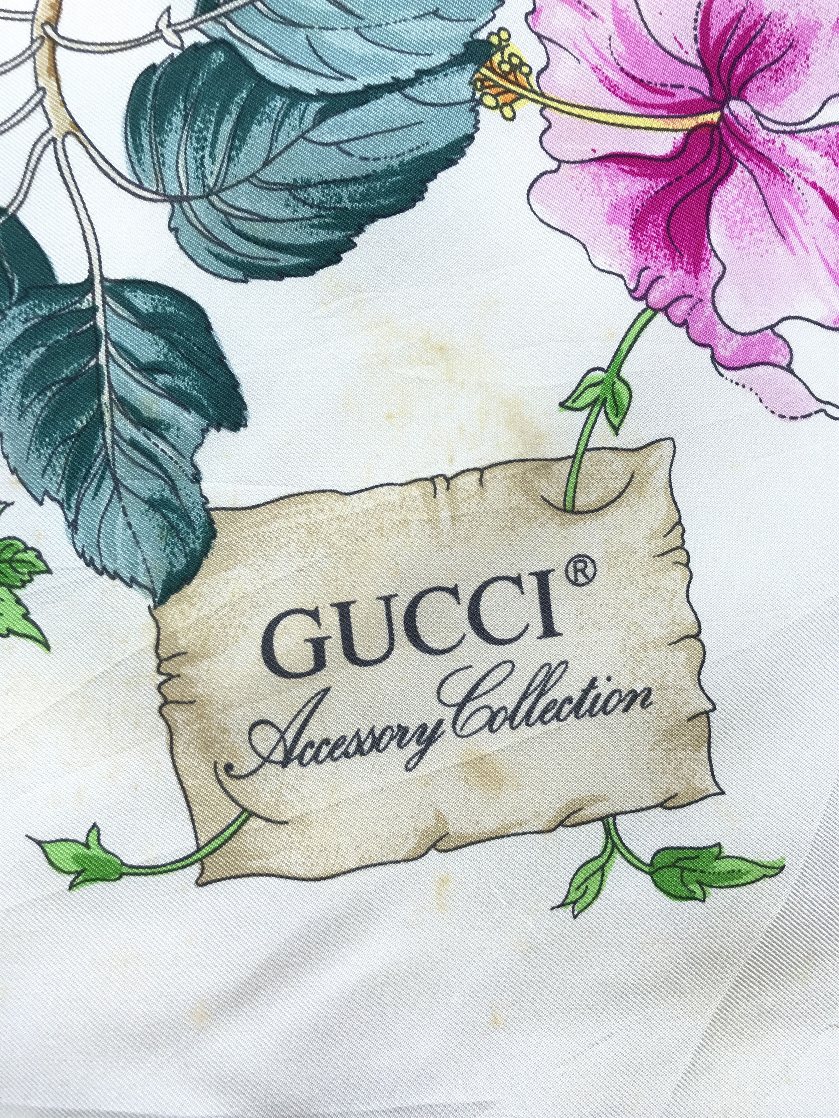 Gucci Vintage Gucci Floral Silk Scarf Size ONE SIZE - 8 Thumbnail