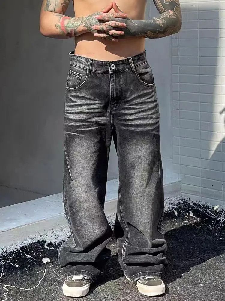 Designer × Japanese Brand Washed vintage straight street jeans Size US 34 / EU 50 - 1 Thumbnail
