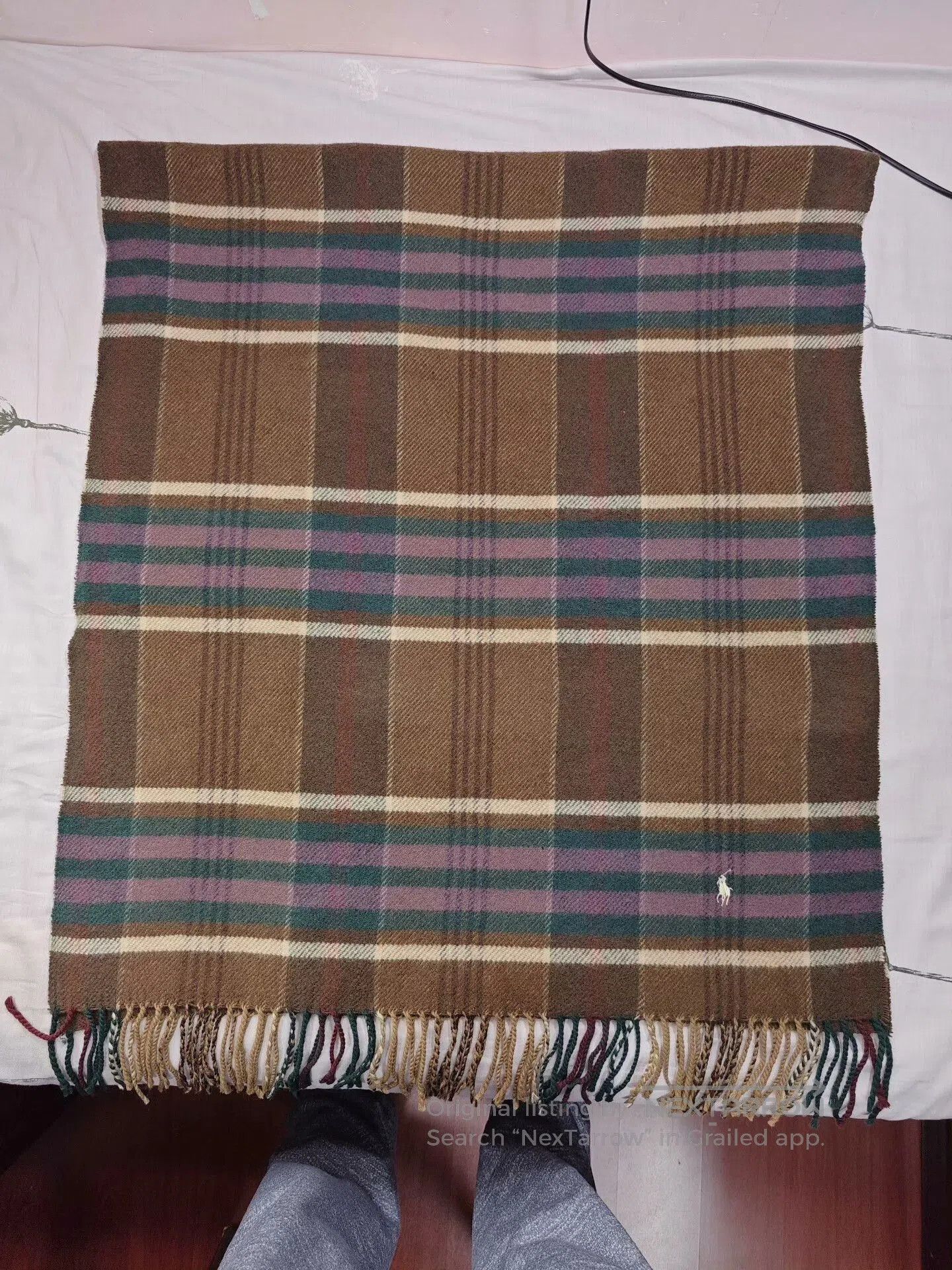 Polo Ralph Lauren Ralph Lauren Brown Plaid Wool Shawl. Size ONE SIZE - 2 Thumbnail