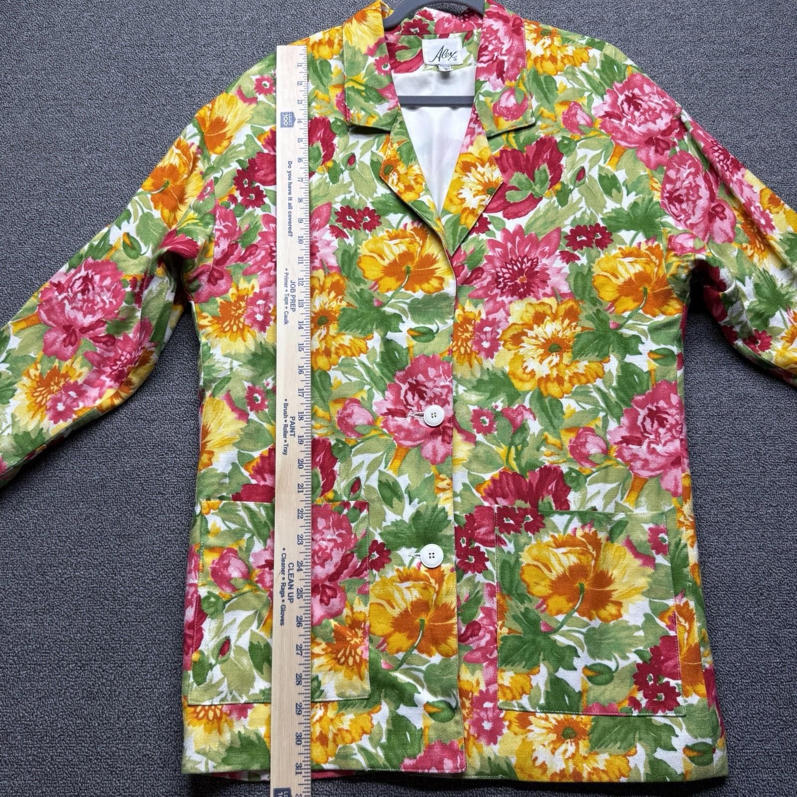 Alexander McQueen VTG Alex Floral Retro Blazer Womens 8 Multicolor Artsy Bold Size M / US 6-8 / IT 42-44 - 6 Thumbnail