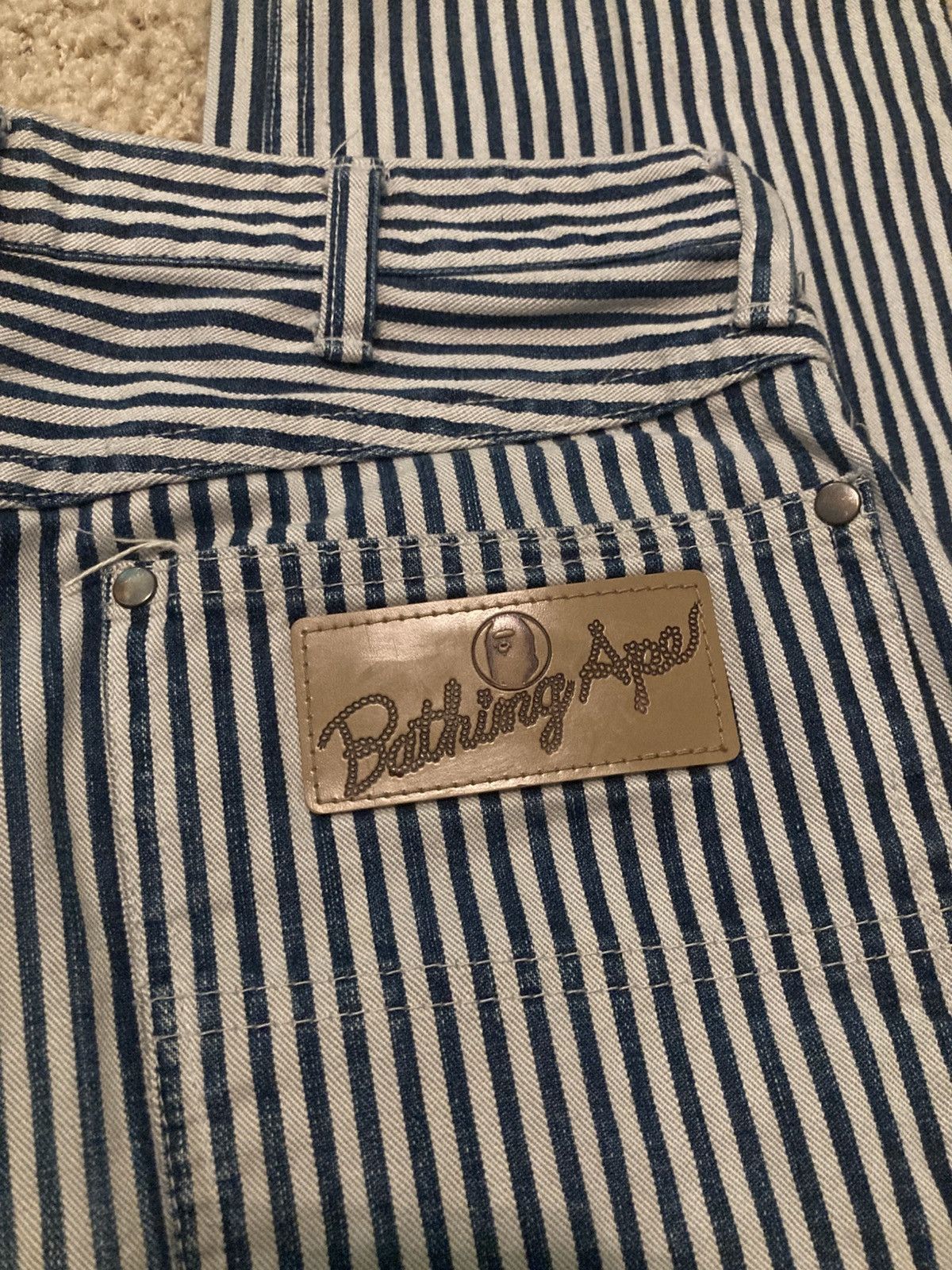 Bape × Nigo Vintage Bape A Bathing Ape Busy Works pinstripe work pants Size US 27 - 5 Thumbnail