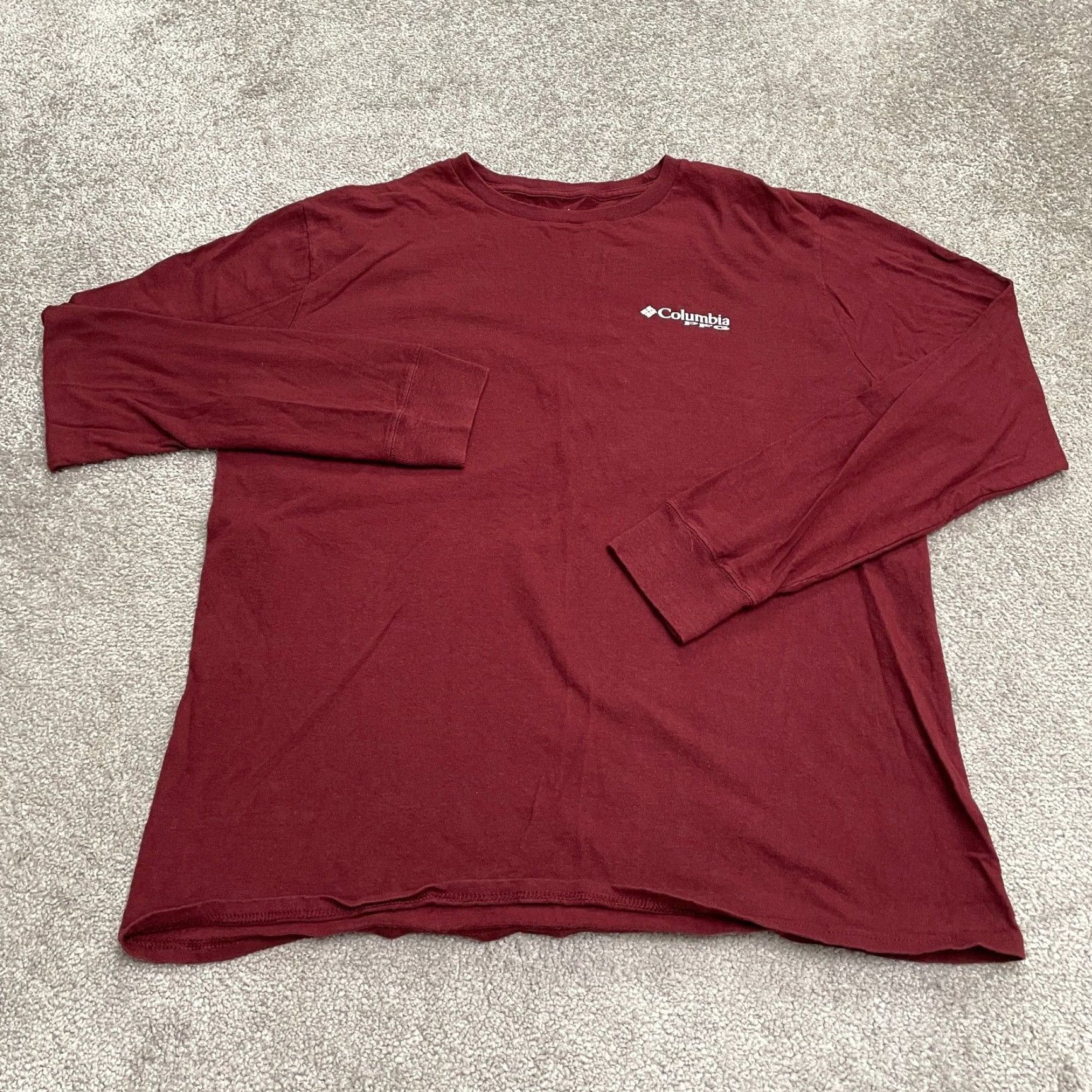 Vintage Columbia PFG T-Shirt Mens Large Red Crew Neck Long Sleeve Cotton Logo Tee Top Size US L / EU 52-54 / 3 - 2 Thumbnail