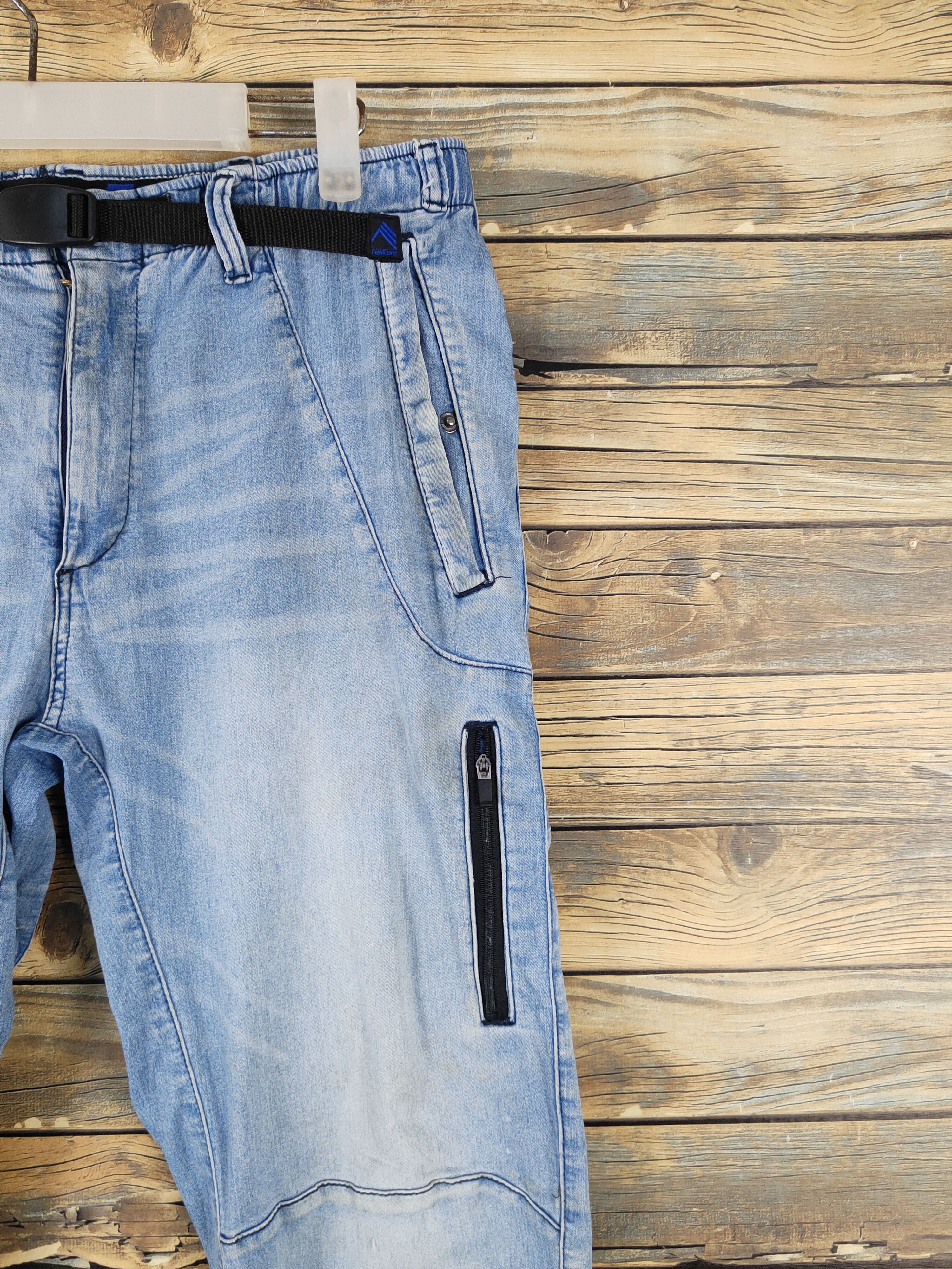 Japanese Brand FieldCore Blue Distressed Ripped cargo Jeans #W1965 Size US 32 / EU 48 - 5 Thumbnail