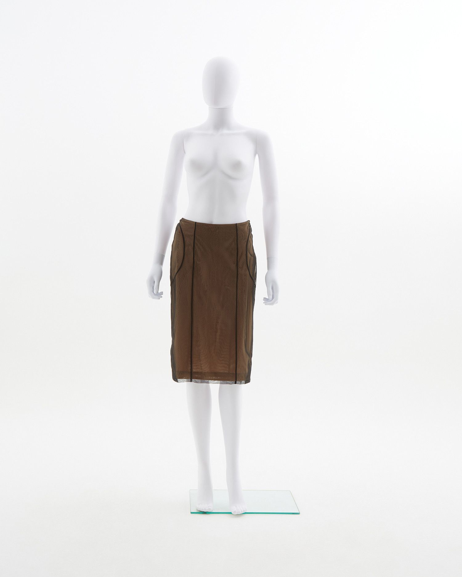 Gucci × Tom Ford S/S 2001 Black tulle overlay with tactfully placed seams Size 27" / US 4 / IT 40 - 1 Thumbnail