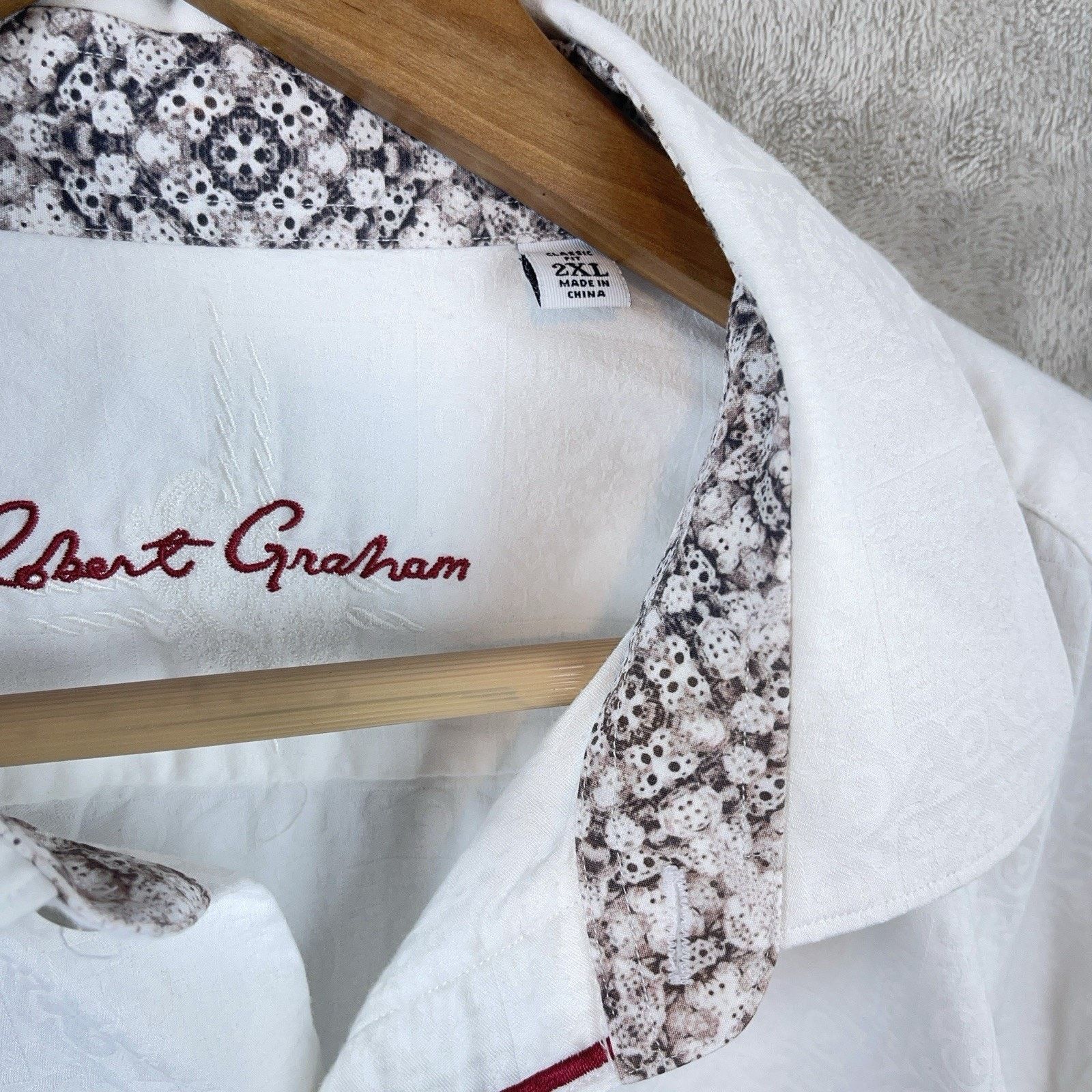 Robert Graham Robert Graham The Mark 2XL White Paisley Jacquard Shirt Size US XXL / EU 58 / 5 - 3 Thumbnail