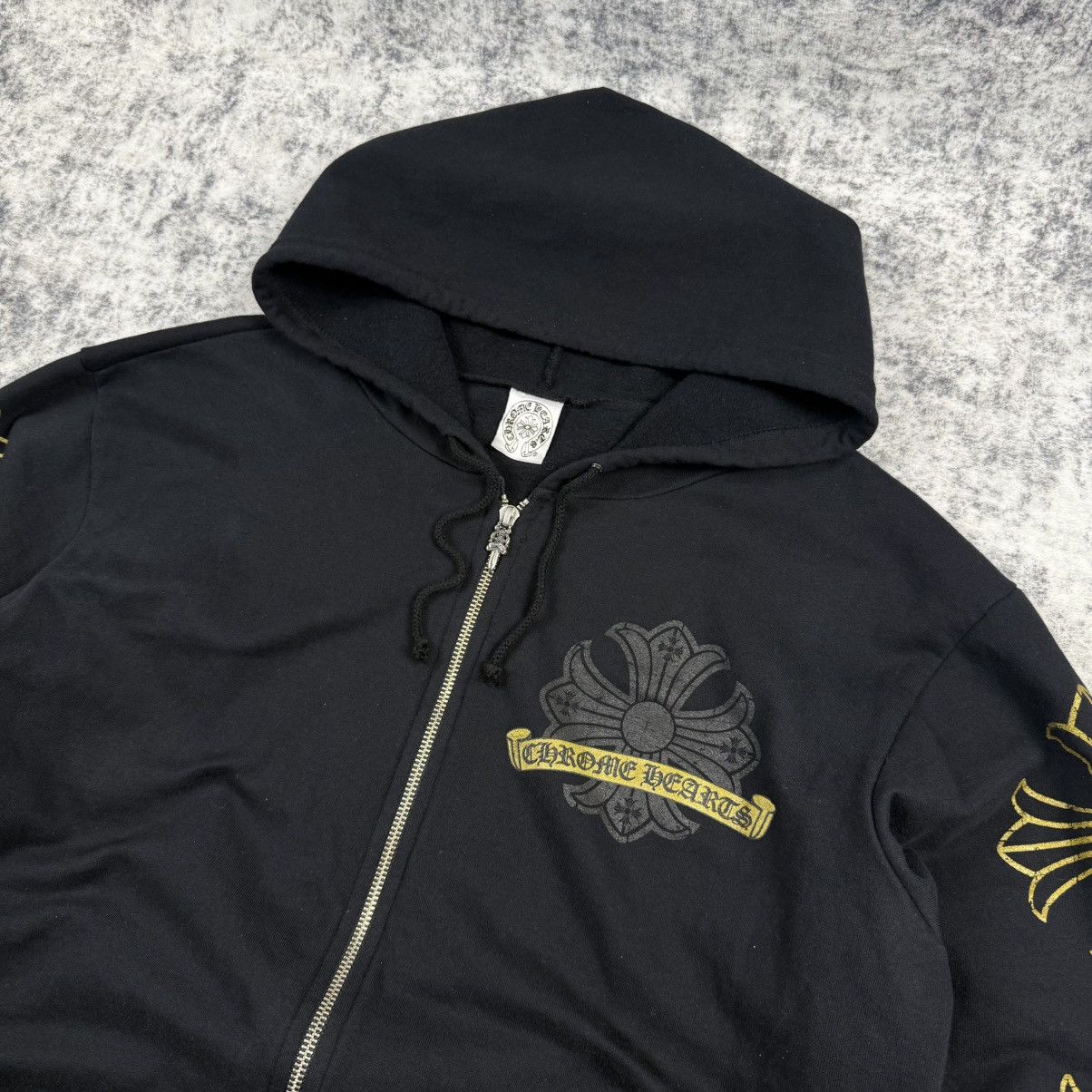 Chrome Hearts Chrome Hearts Vintage Gold Horseshoe Cross Black Zip Hoodie Size US XL / EU 56 / 4 - 2 Thumbnail