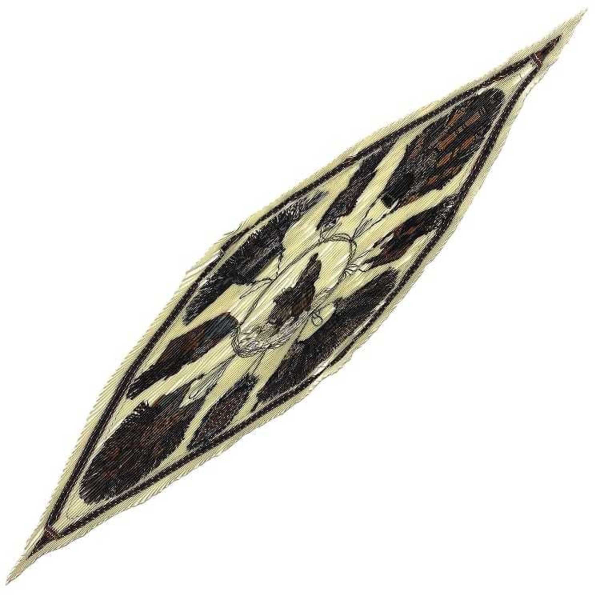 image of Hermes Pleated Scarf Muffler White Brown Desert Neck Silk 100% Euirs Du Desert Ladies in Black, Wom