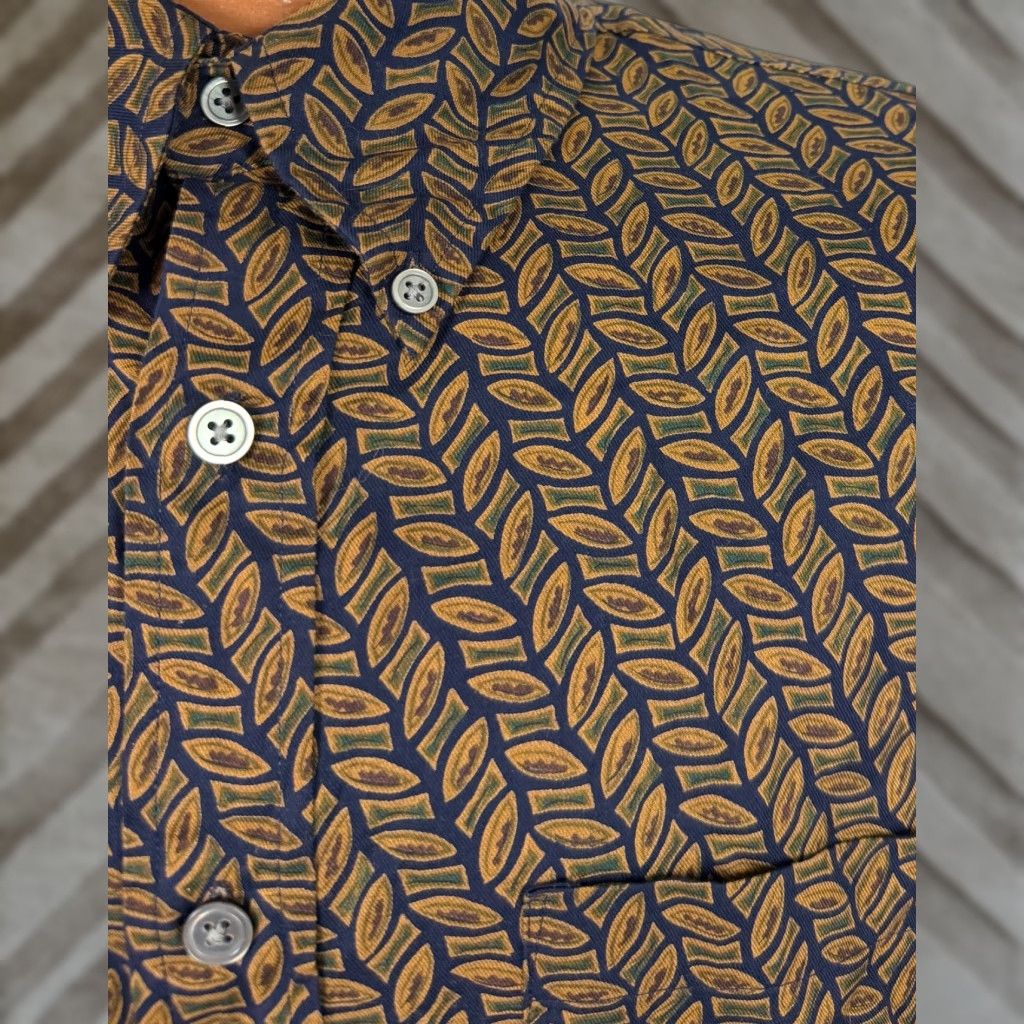 Vintage VINTAGE Time Pieces Shirt Men M Blue Geometric 90s Button-Up Cotton Size US M / EU 48-50 / 2 - 1 Thumbnail