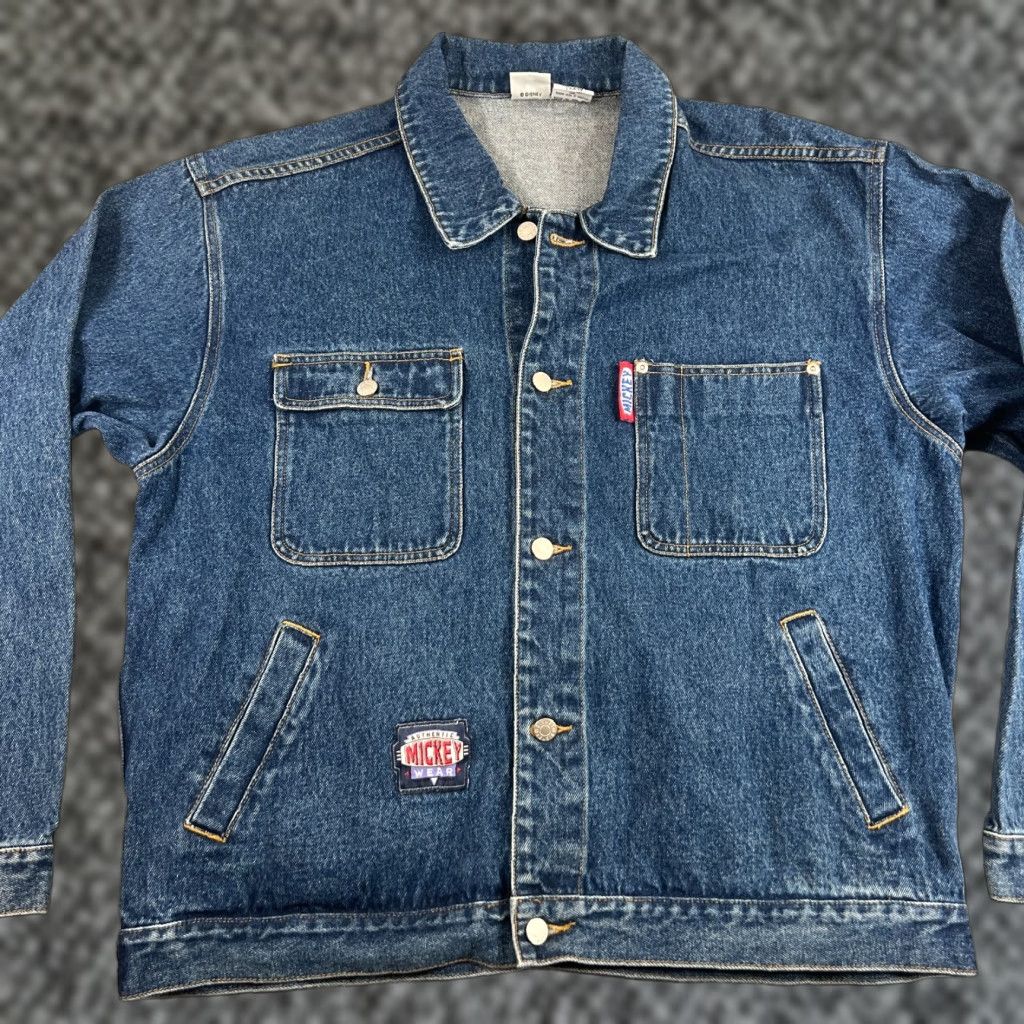 Disney VINTAGE Disney Denim Jacket Mickey Mouse Large L Blue Cotton Embroidered 90s Theme Mens Jacket Size US L / EU 52-54 / 3 - 1 Thumbnail