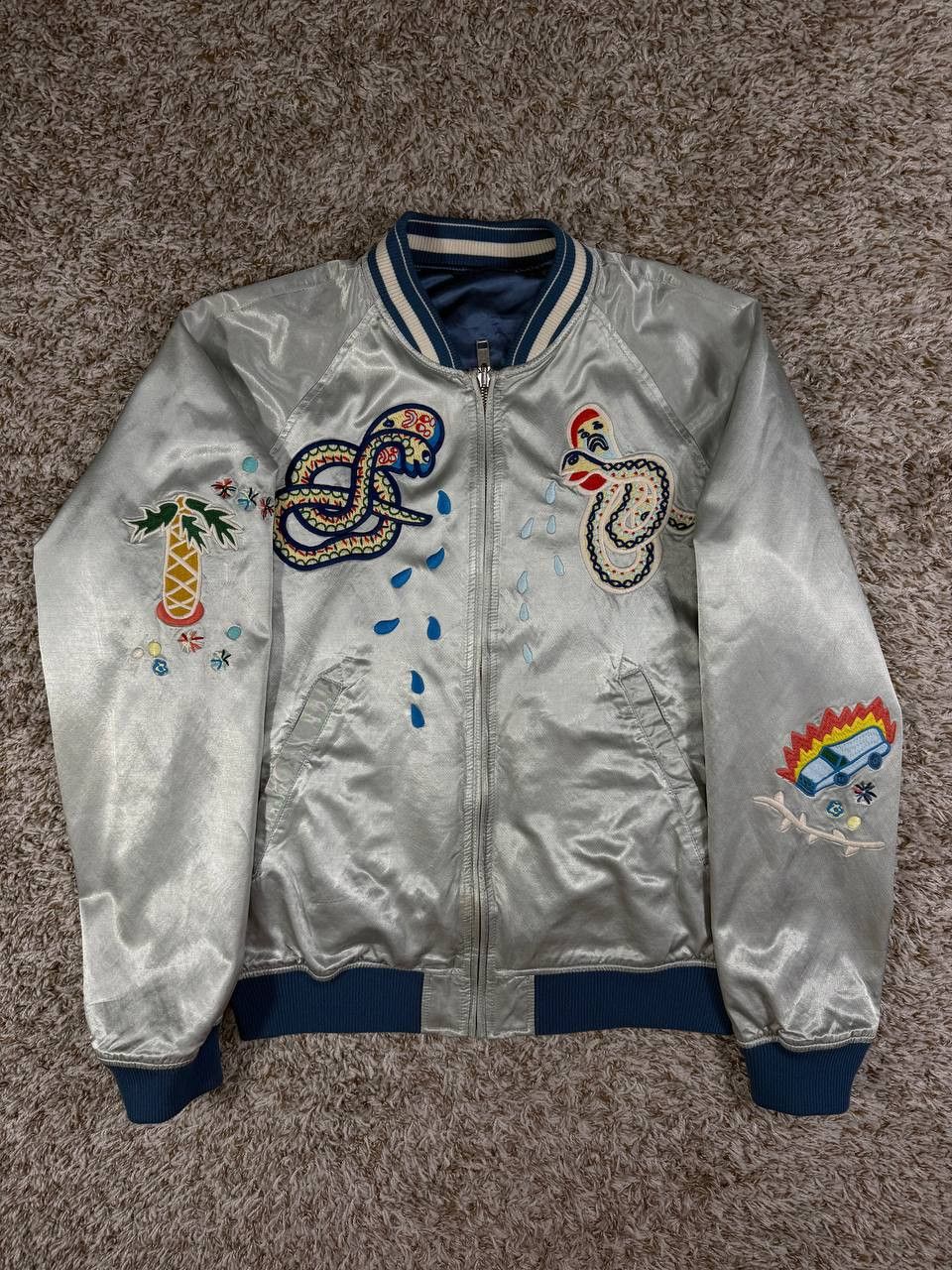 Diesel Diesel J Rocket Snake Embroidery Silver Bomber Jacket Size US XL / EU 56 / 4 - 5 Thumbnail