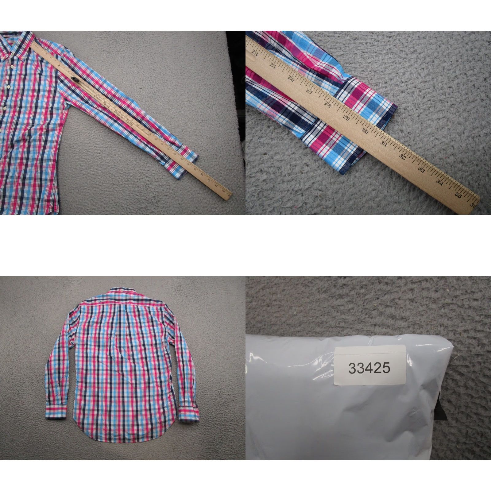 Pinko Gitman Bros. Pink Plaid Long Sleeve Dress Shirt Mens Size M USA Made Career Size 40R - 8 Thumbnail