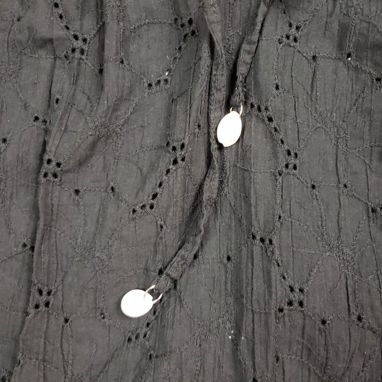 Other Blushes Half Sleeve Solid Black Eyelet Tunic Top Small Size S / US 4 / IT 40 - 6 Thumbnail