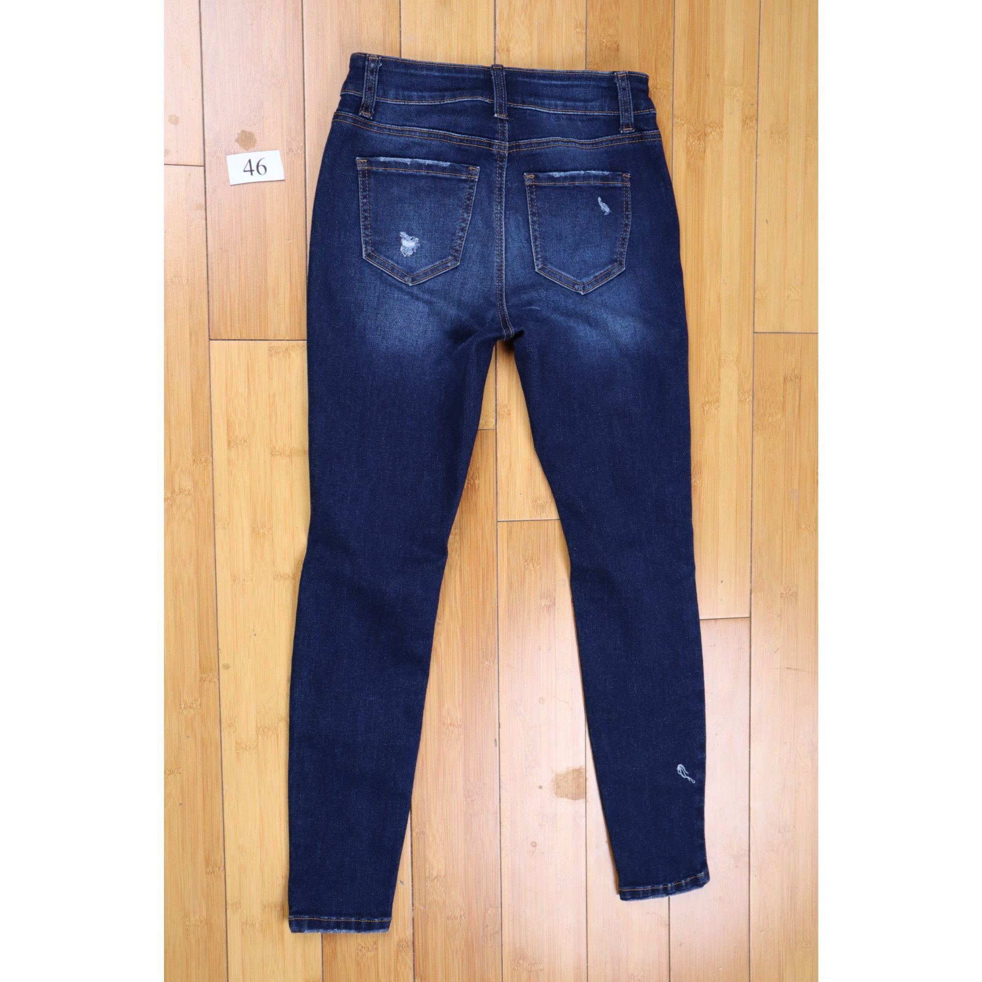 Other ENJEAN Distressed Skinny Jeans - Size 1 - Dark Wash Mid-Rise Size 25" / US 0 / IT 36 - 2 Thumbnail