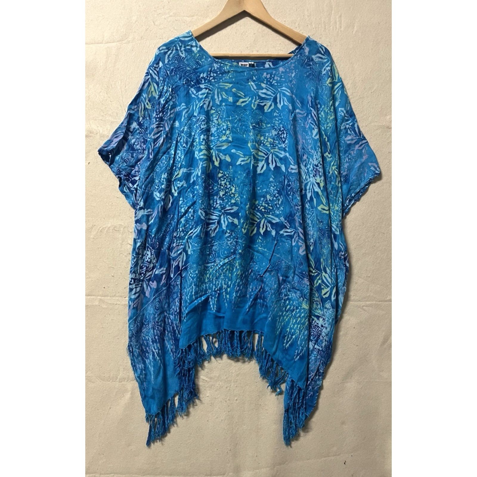 Vintage VINTAGE Hand Kreation Dress Tunic Beach Boho Woman Cover Up Printed Blue One Size Womens Blouson Lightweight Adjustable Tunic Summer Size ONE SIZE - 2 Thumbnail