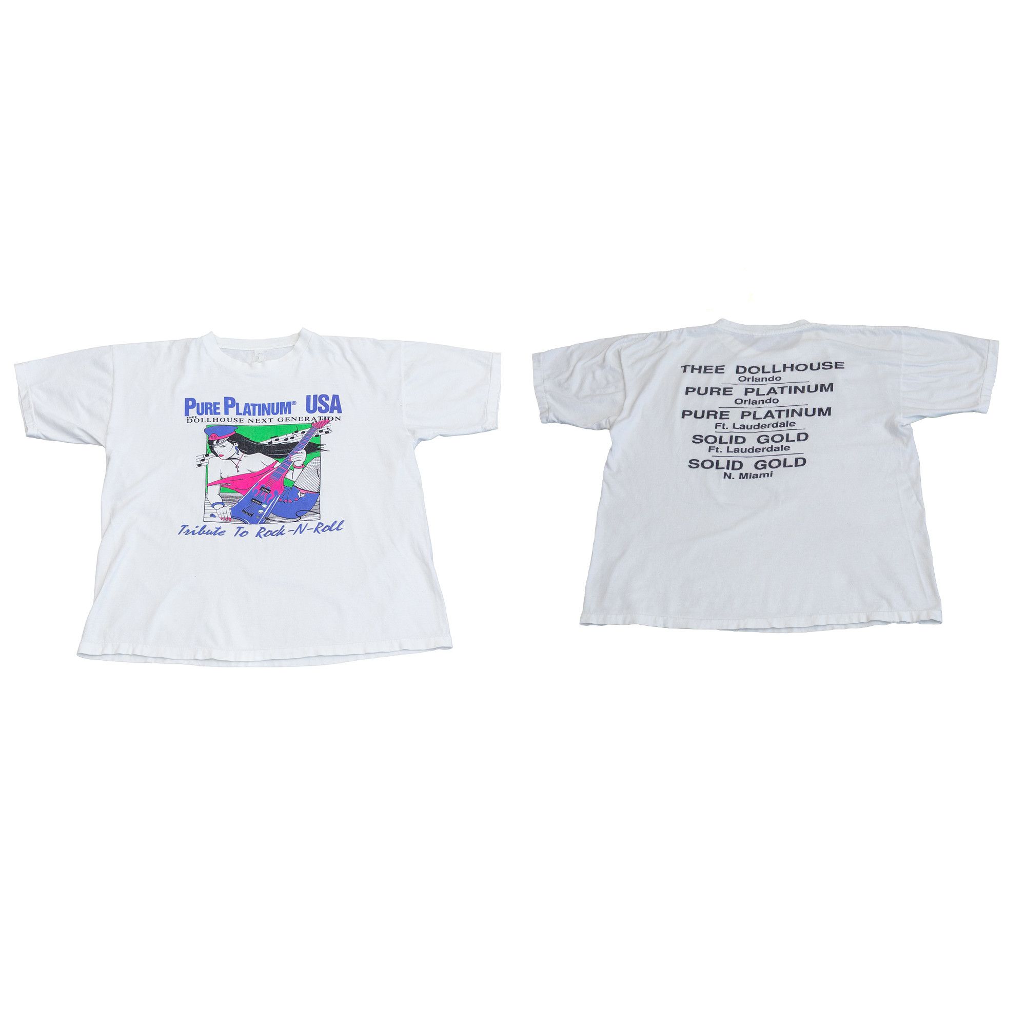 Vintage Early 90s Pure Platinum USA Rock N Roll Graphic T Shirt Size US L / EU 52-54 / 3 - 1 Thumbnail