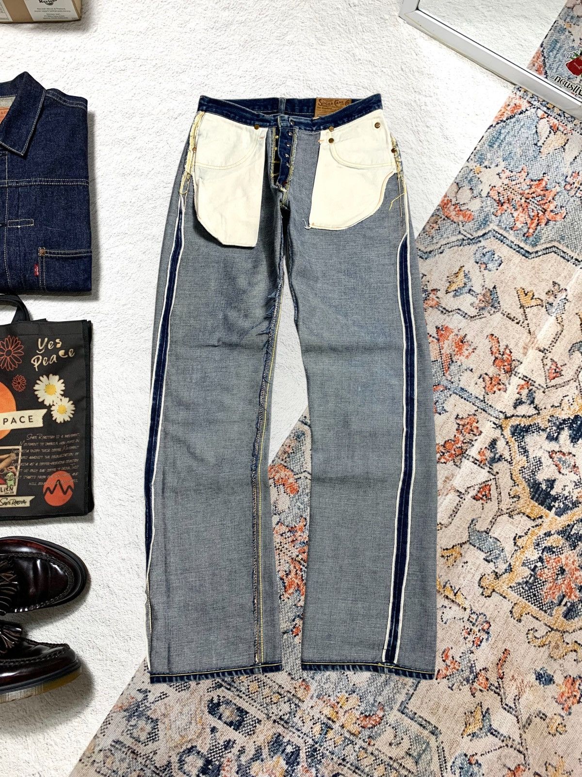 Sugar Cane 💥 RARE CRAZY VTG SUGAR CANE UNION MADE DENIM SELVEDGE 🎌 Size US 29 - 3 Thumbnail