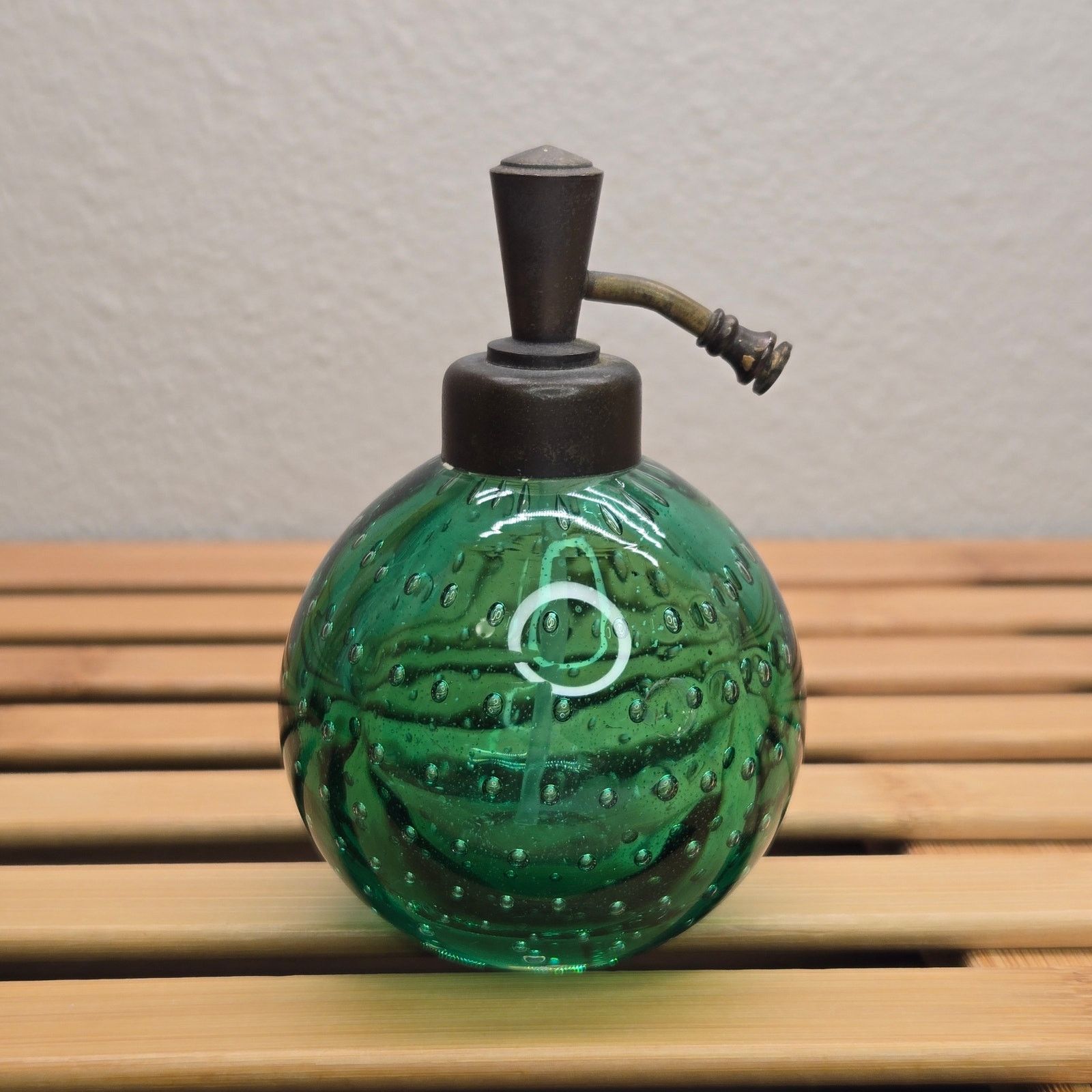 Murano Art Deco Emerald Bubble Glass Perfume Atomizer Hand Blown Size ONE SIZE - 1 Thumbnail