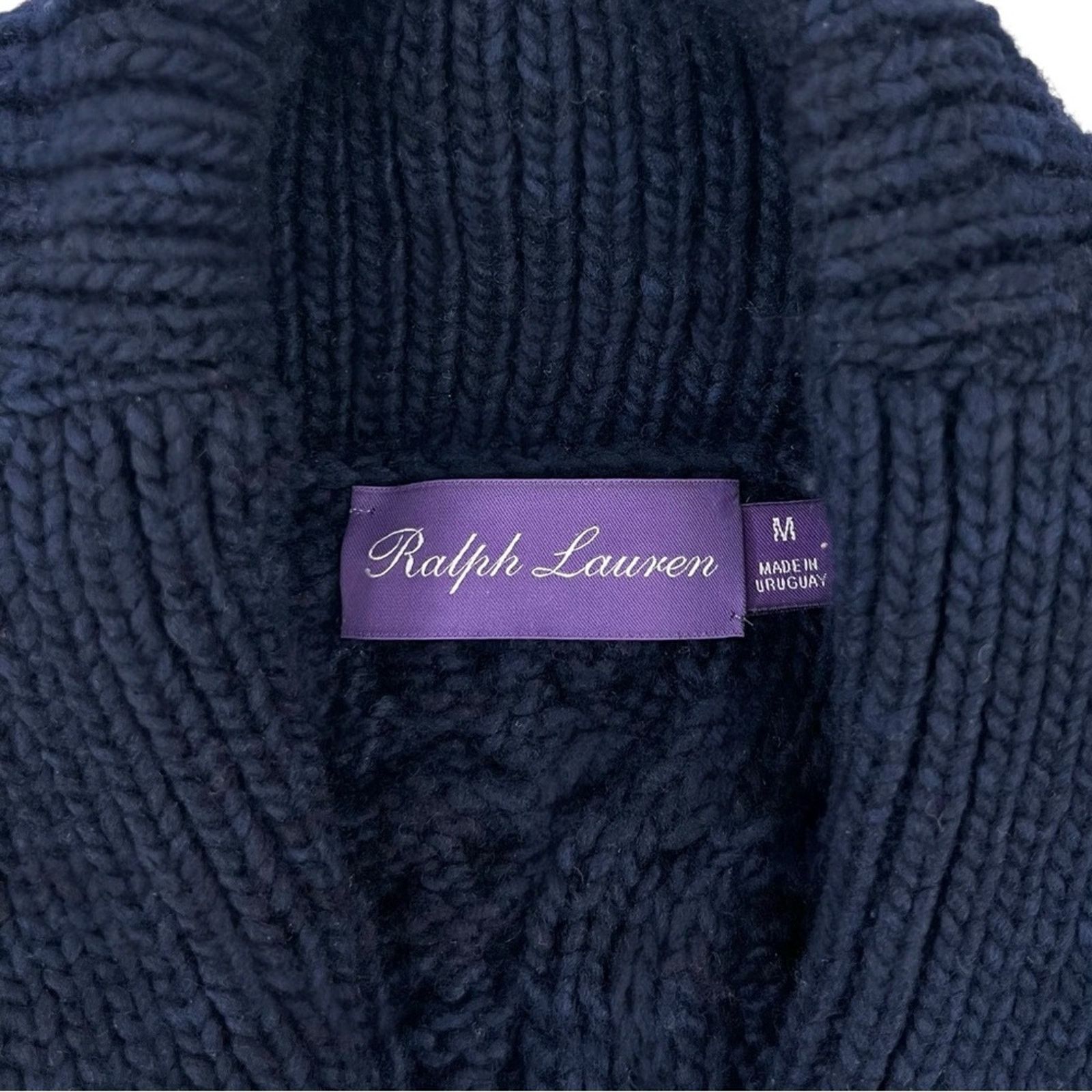 Ralph Lauren Purple Label Navy Blue Cable Knit Wool Cardigan Size US M / EU 48-50 / 2 - 4 Thumbnail