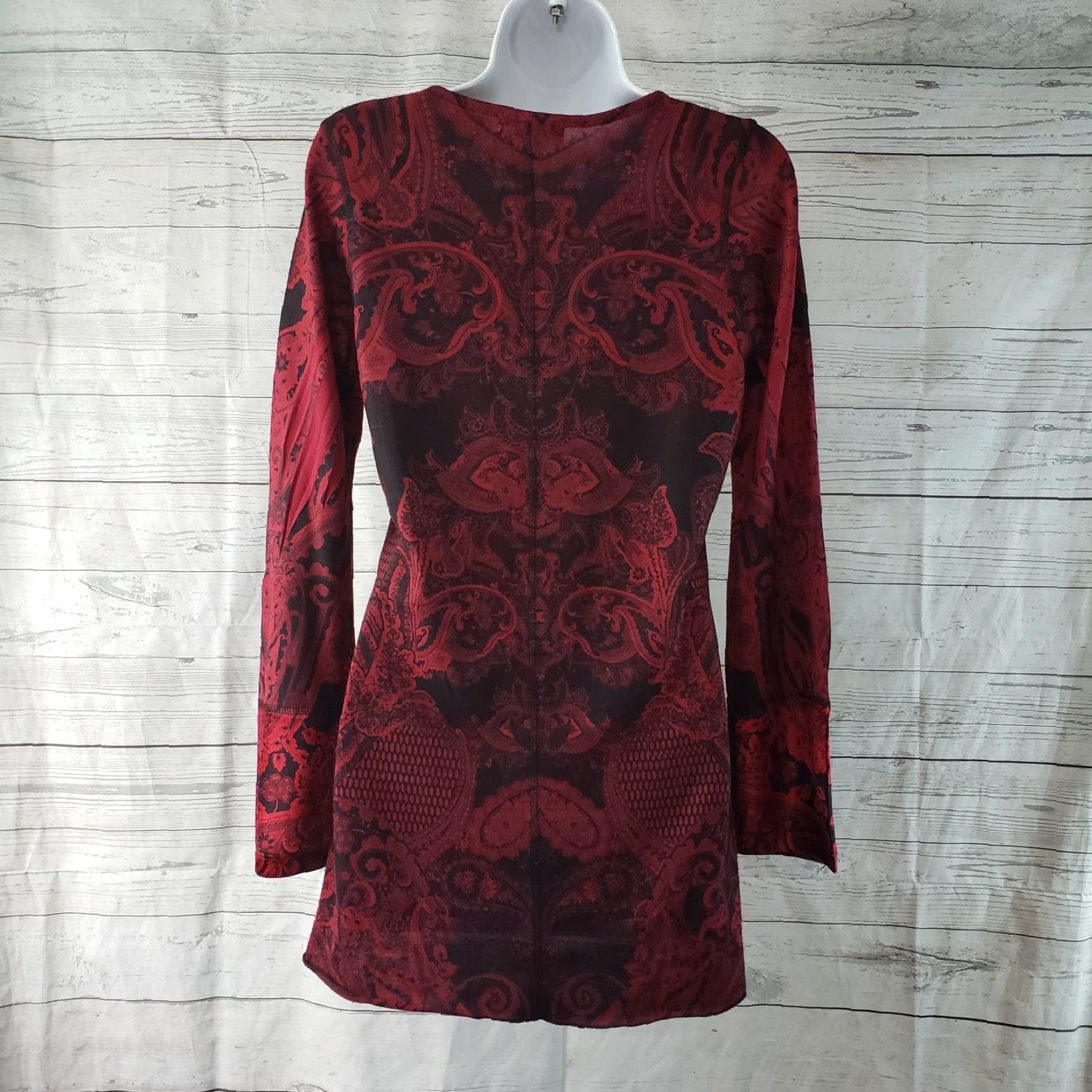 Vintage Unity World Wear Womens Top Shirt XS Red Long Sleeve Scoop Neck Size S / US 4 / IT 40 - 4 Thumbnail