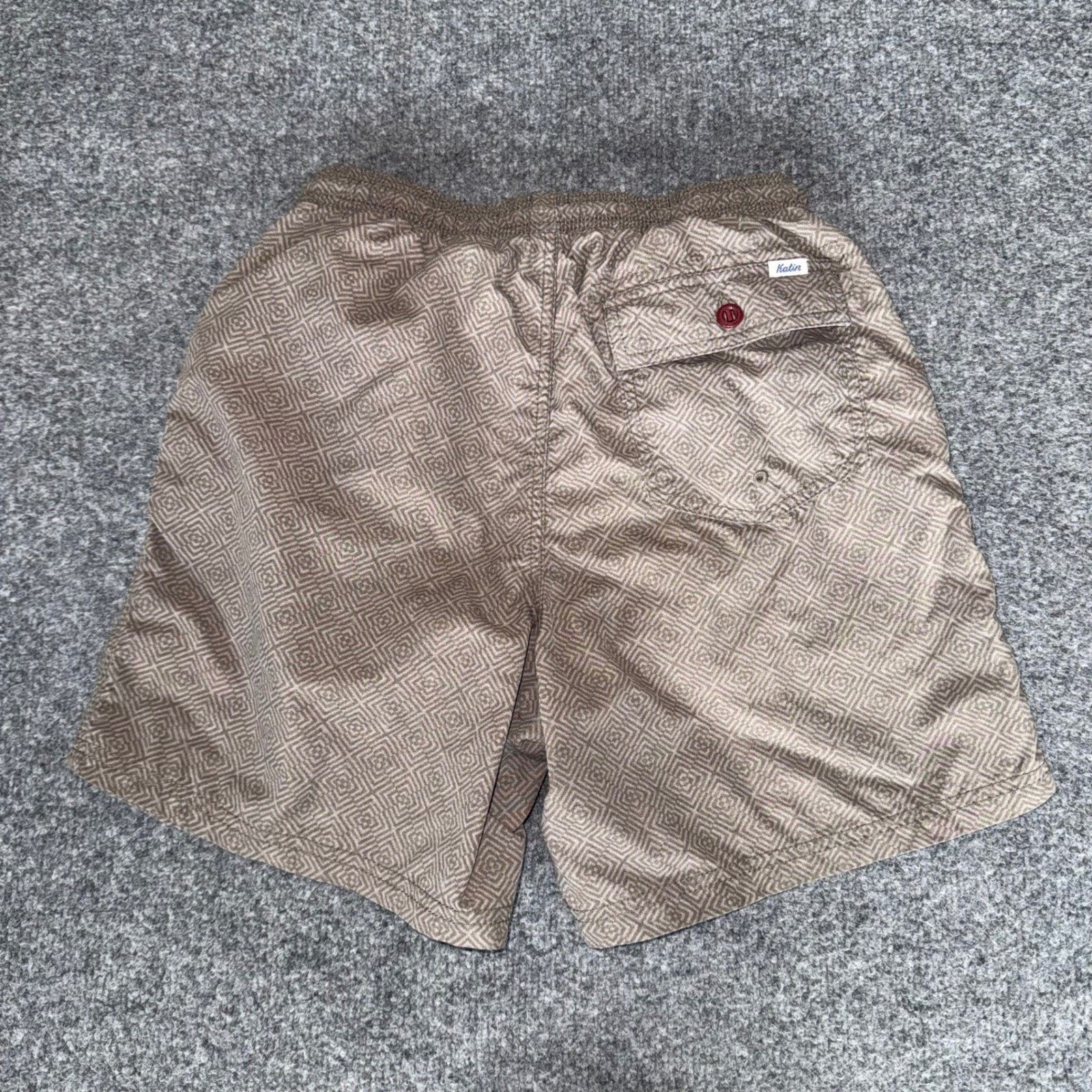 Katin Katin Mens Small Geometric Diamond Swim Trunks Tan Brown Size US 26 / EU 42 - 5 Thumbnail
