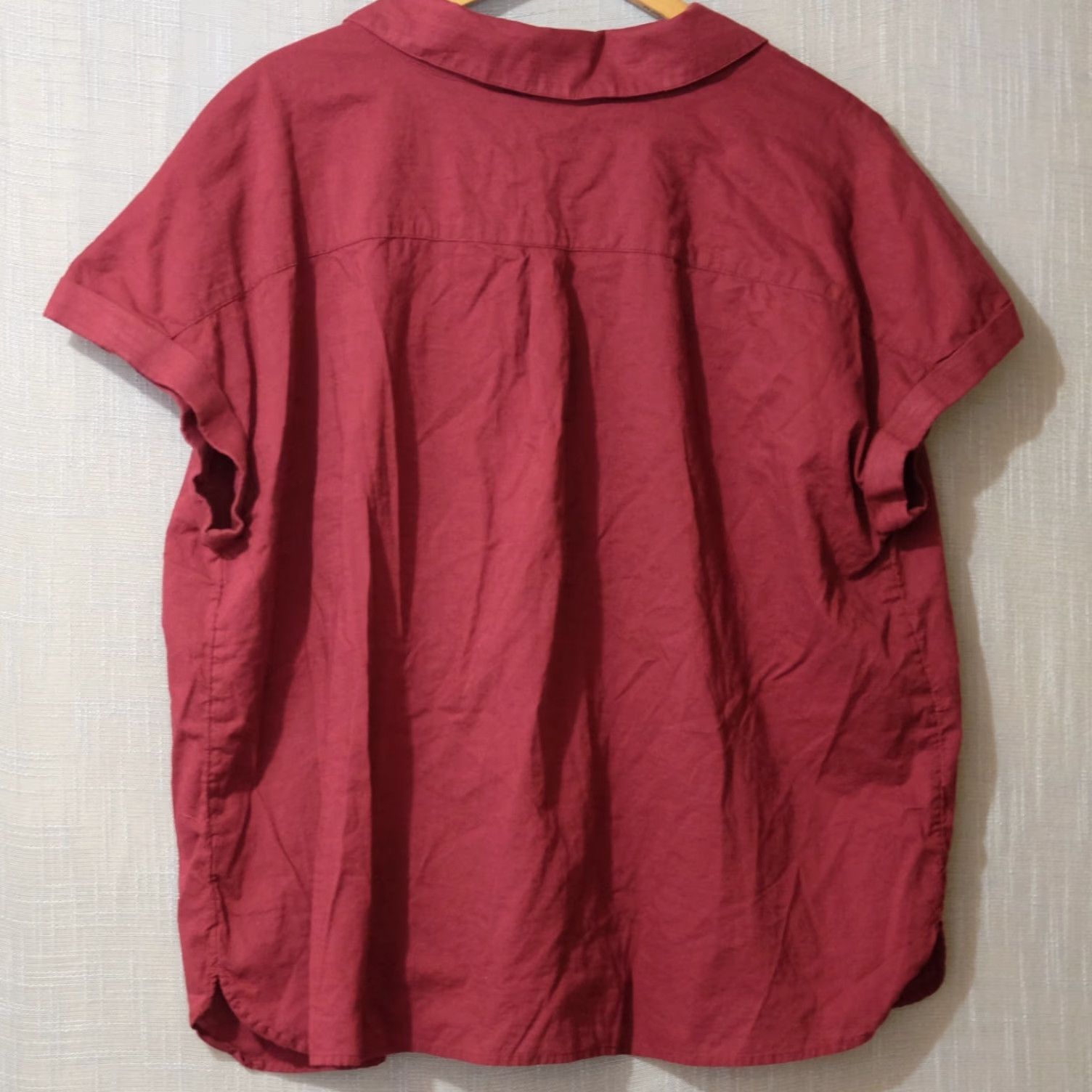 J. Jill J Jill Blouse Shirt Dark Red 2X Women's 100% Cotton Lightweight Dolman Sleeve Pullover Short Sleeve Pockets Size XXL / US 16-18 / IT 52-54 - 7 Thumbnail