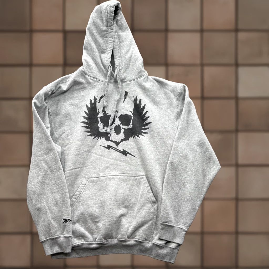 Vintage CAM BRO Hoodie Mens L Gray Skull Lightning Graphic Pullover Fleece Sweatshirt Size US L / EU 52-54 / 3 - 1 Thumbnail