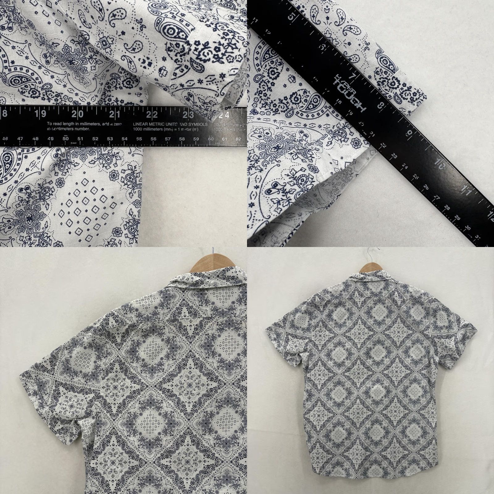 Express Express Shirt Mens Large White Paisley Print Short Sleeve Button Front Preppy Size US L / EU 52-54 / 3 - 8 Thumbnail