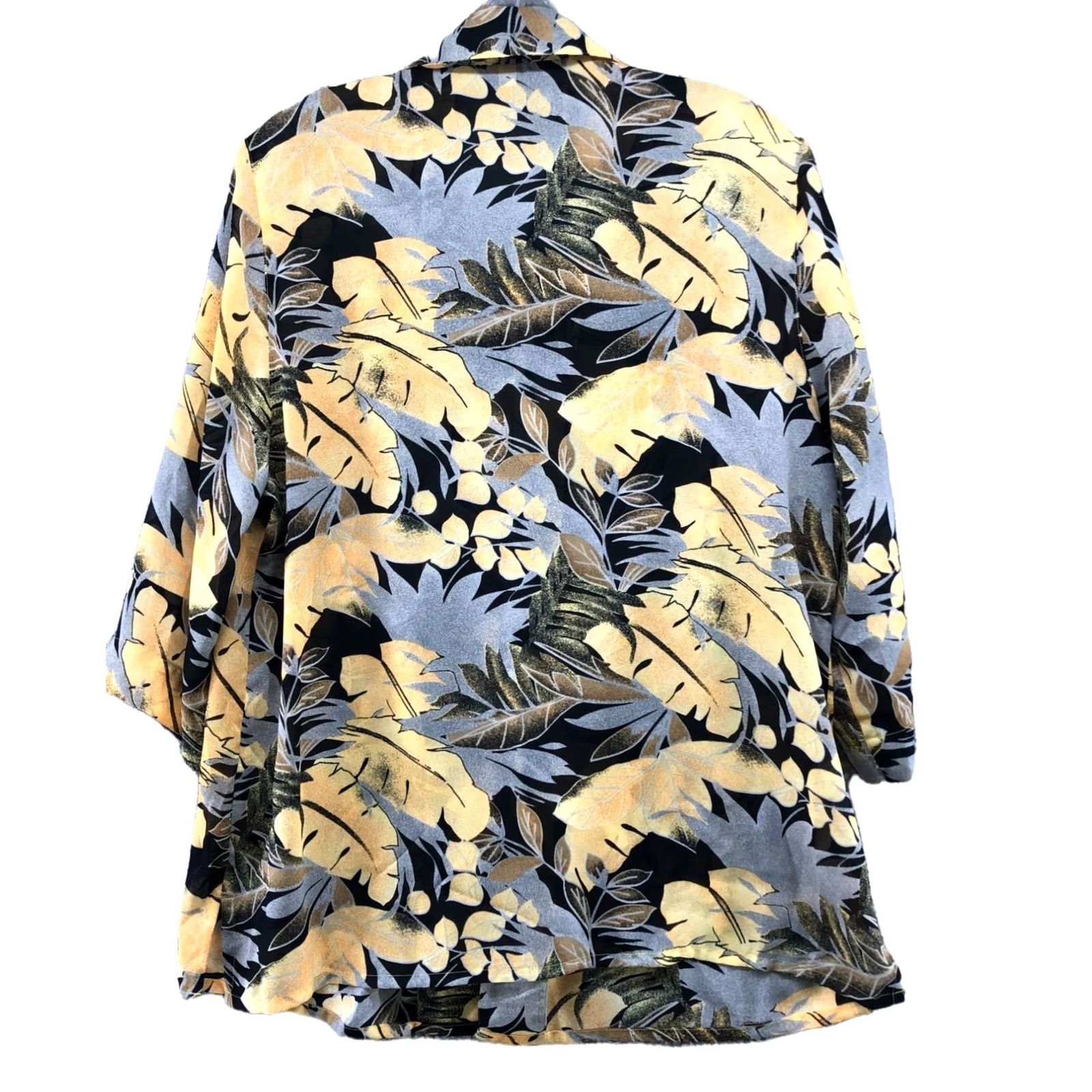 Vintage VINTAGE Hawaiian Shirt Womens XL Yellow Black Floral 1/2 Sleeve Hippie Shirt Size XL / US 12-14 / IT 48-50 - 2 Thumbnail