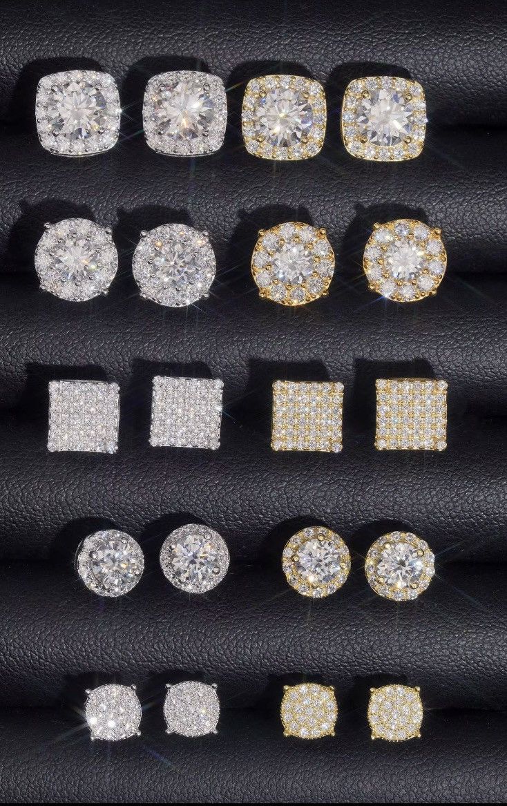 Other Iced Out 8mm Moissanite Earrings Size ONE SIZE - 2 Thumbnail