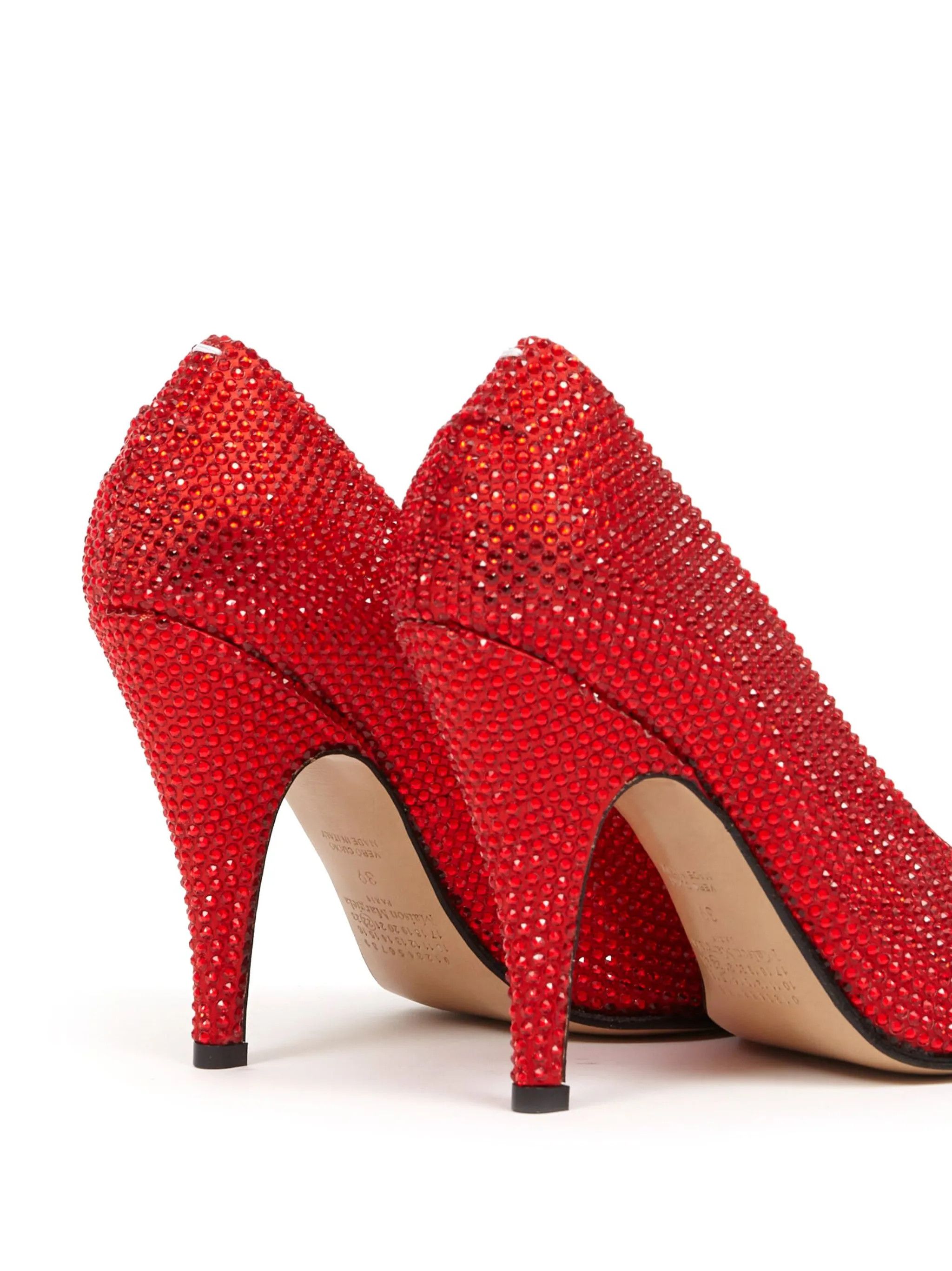 Maison Margiela oc11z0325 Tabi 110mm Rhinestone-Embellished Pumps in Red Size US 8 / IT 38 - 4 Thumbnail
