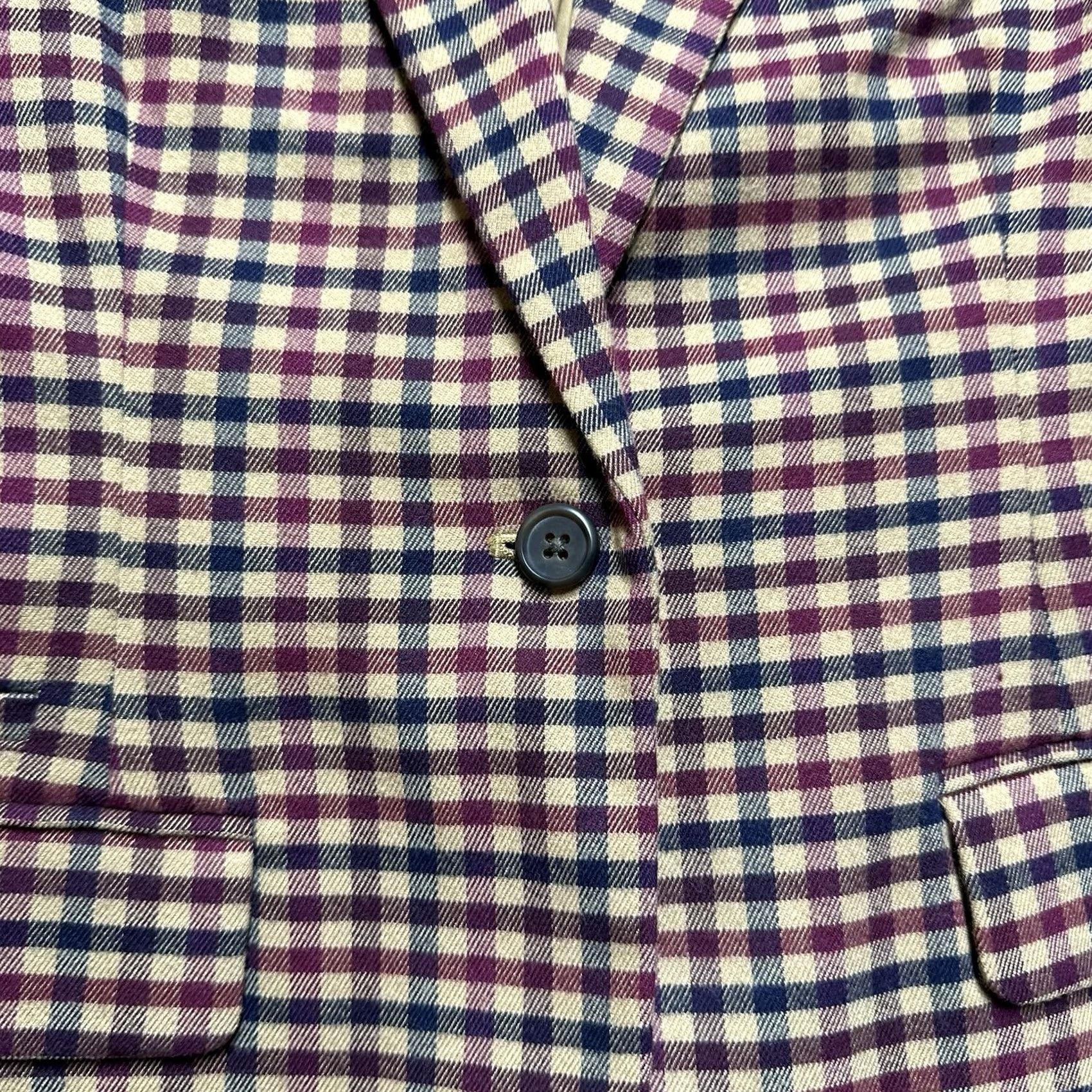 Merona Merona Blazer Womens 8 Maroon Beige Gingham Plaid One-Button Single-Breasted Jacket EUC Size M / US 6-8 / IT 42-44 - 5 Thumbnail