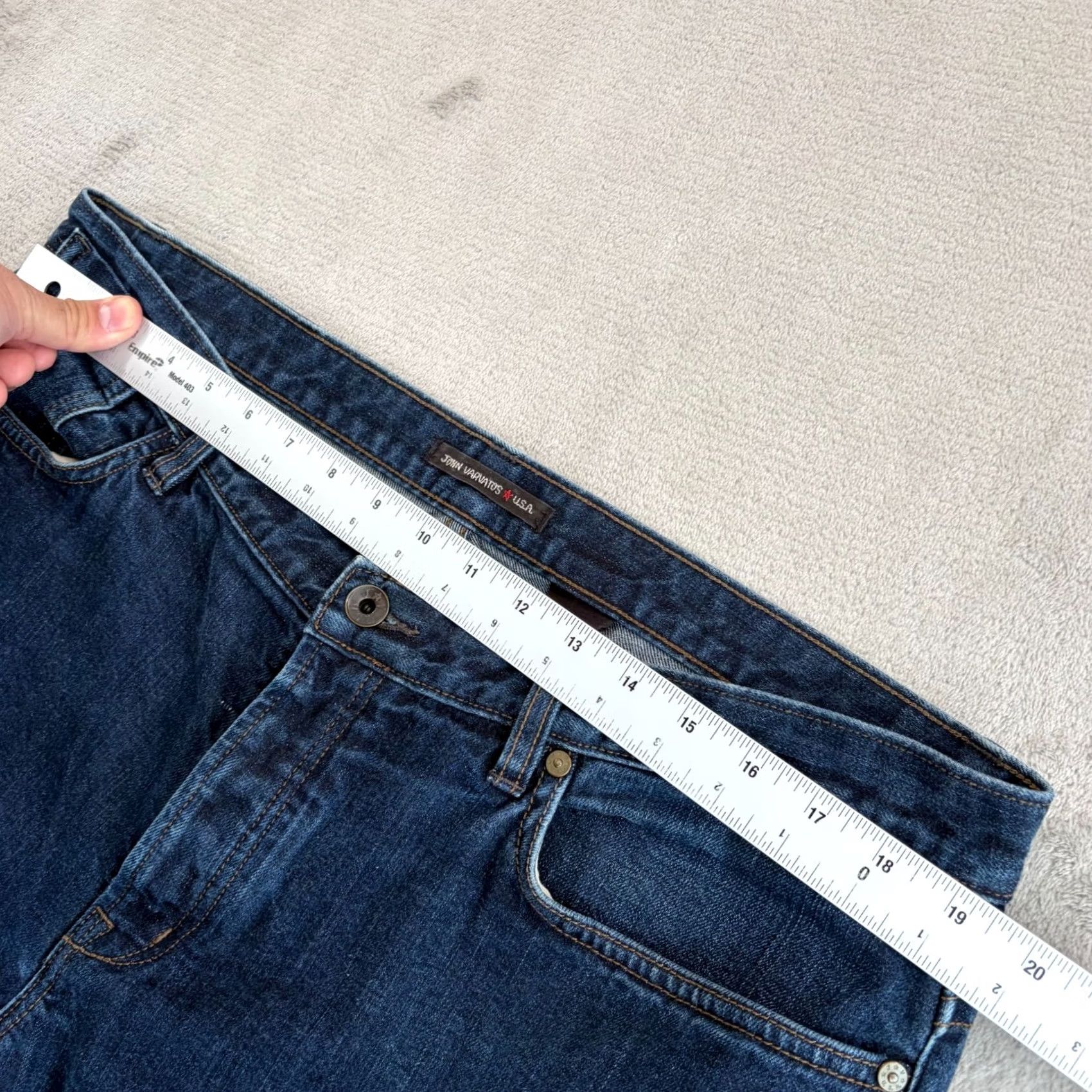 John Varvatos John Varvatos USA Bowery Slim Straight Jeans Men 38x34 Blue Denim Button Fly 5-Pocket Regular Fit Old Town? Size US 38 / EU 54 - 7 Thumbnail