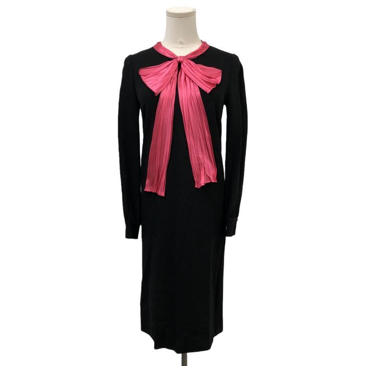 Gucci Gucci Black Silk Bow Midi Dress S Size S / US 4 / IT 40 - 1 Thumbnail