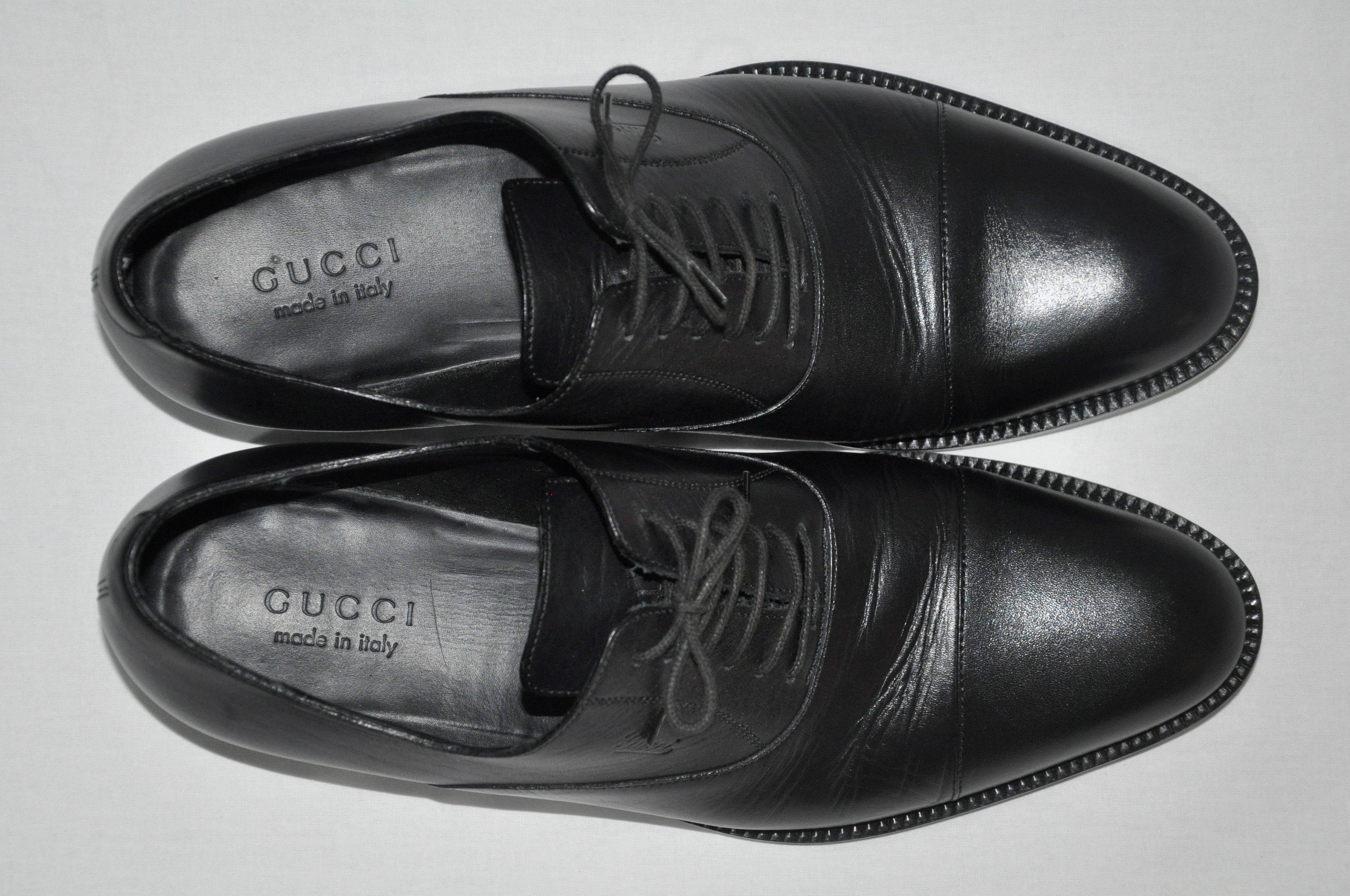 Gucci GUCCI BLACK BOVINE LEATHER CLASSIC SIGNATURE OXFORD LACE-UPS Size US 10.5 / EU 43-44 - 4 Thumbnail
