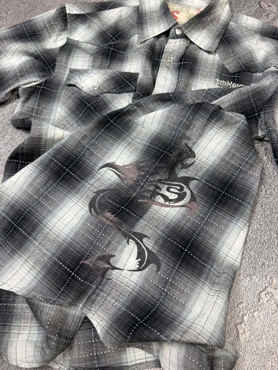Japanese Brand Y2K Japanese Plaid Grey Tribal Shirt 2000s Size US S / EU 44-46 / 1 - 6 Thumbnail