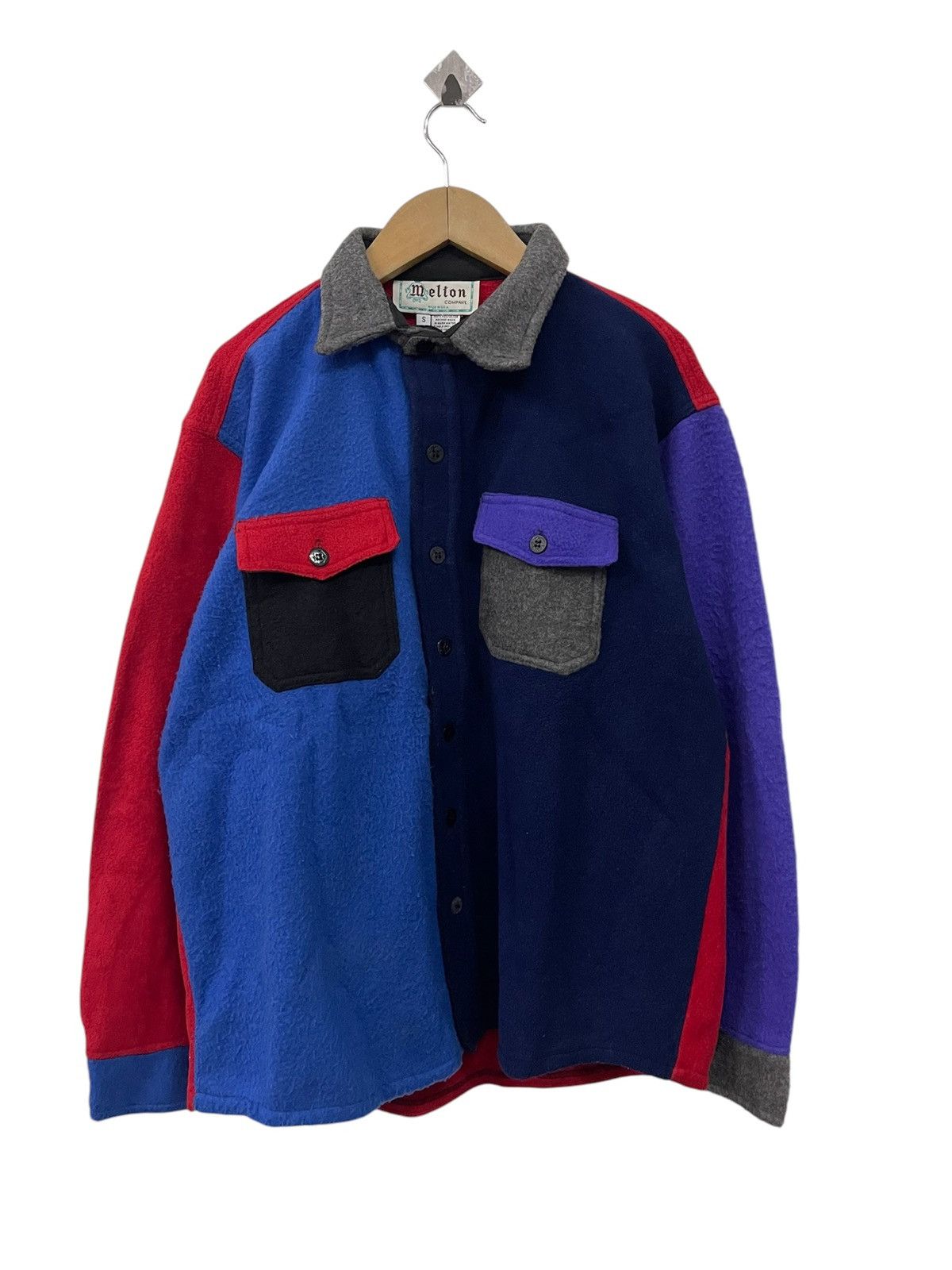 Vintage Vintage made in USA MELTON multicolour Fleece shirt Size US S / EU 44-46 / 1 - 1 Thumbnail