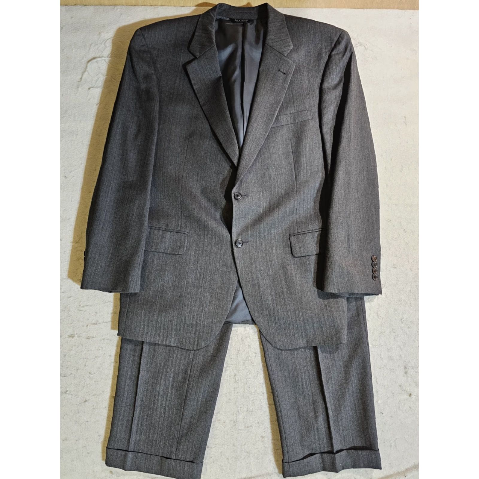 Jos. A. Bank Jos A Bank Signature Collection 100% Wool Gray Striped 2pc Suit Size 43R 34x30 Size 46R - 2 Thumbnail
