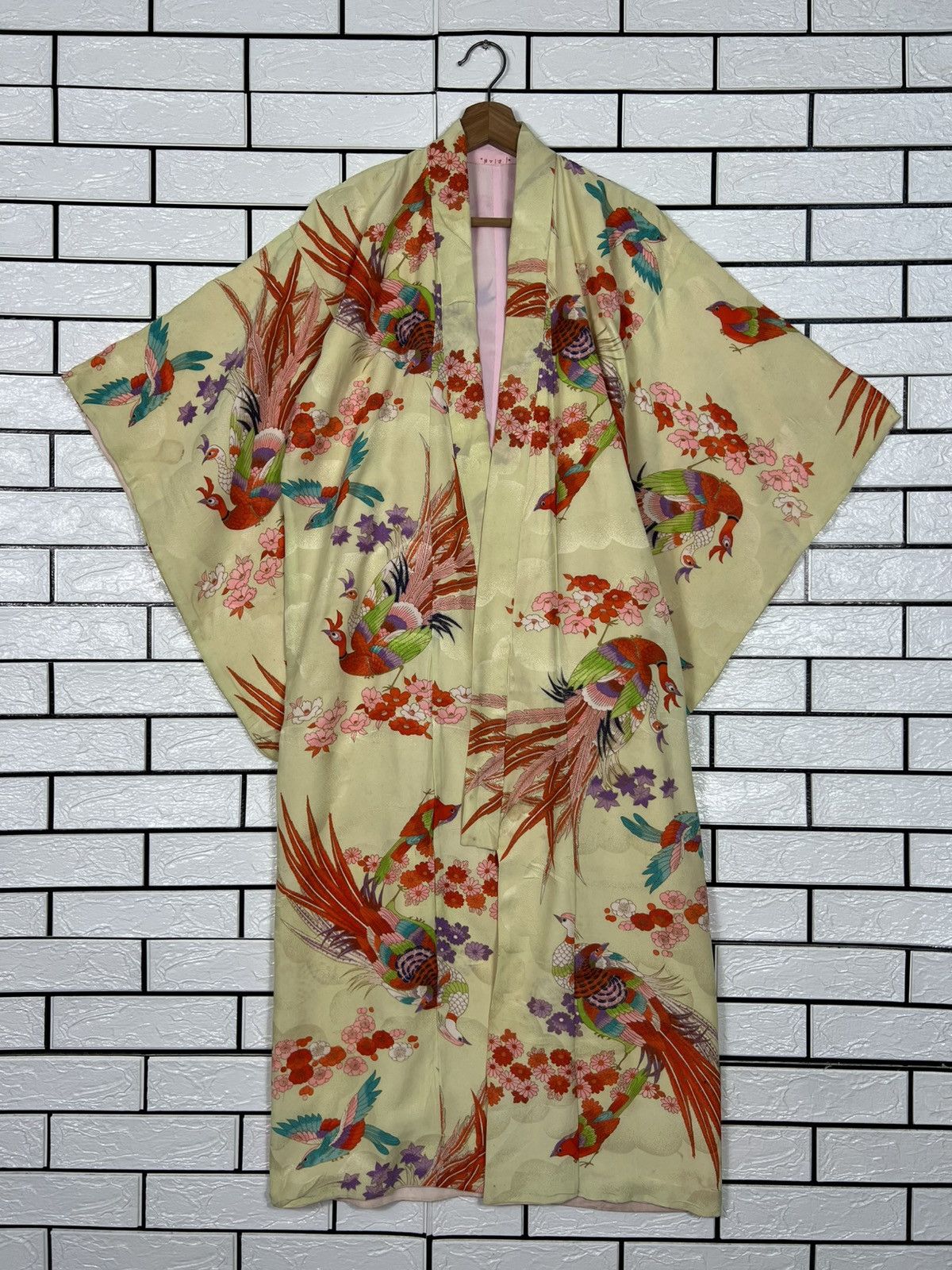 Japanese Brand Vintage Kimono Motif Design Phoenixes Florals #4152-C190 Size M / US 6-8 / IT 42-44 - 2 Thumbnail