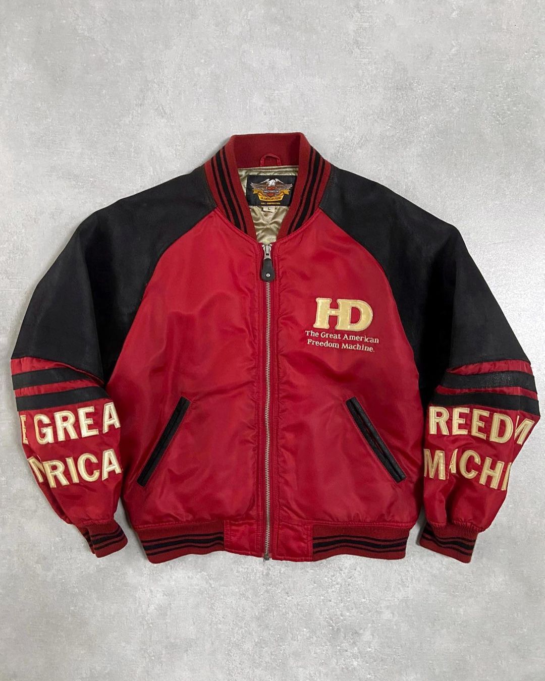 Harley Davidson VINTAGE 1990s HARLEY-DAVIDSON REFLECTIVE LOGO BOMBER JACKET Size US L / EU 52-54 / 3 - 1 Thumbnail