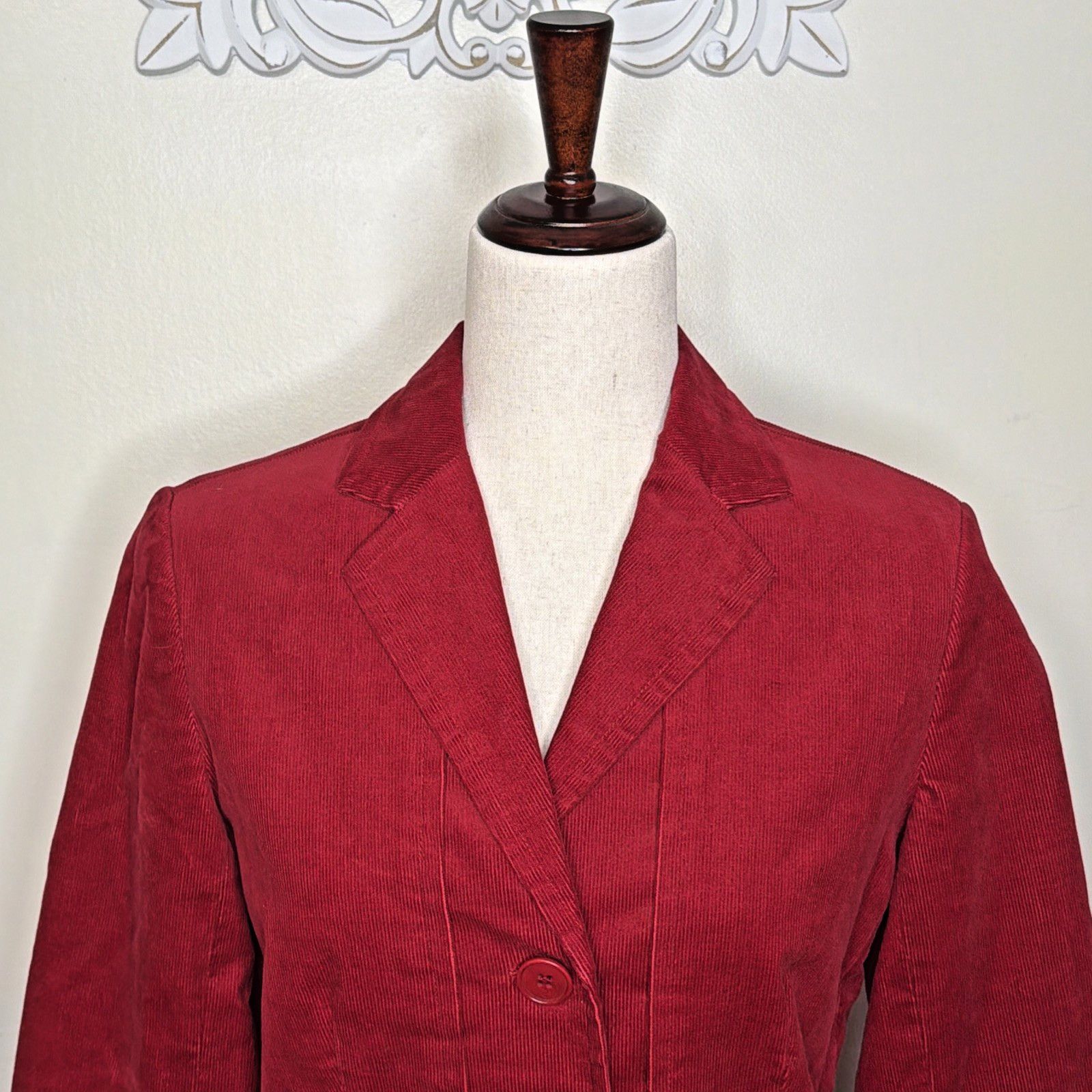 Talbots Talbots Women's 6 Corduroy Jacket Lined Stretch Deep RED Size M / US 6-8 / IT 42-44 - 2 Thumbnail