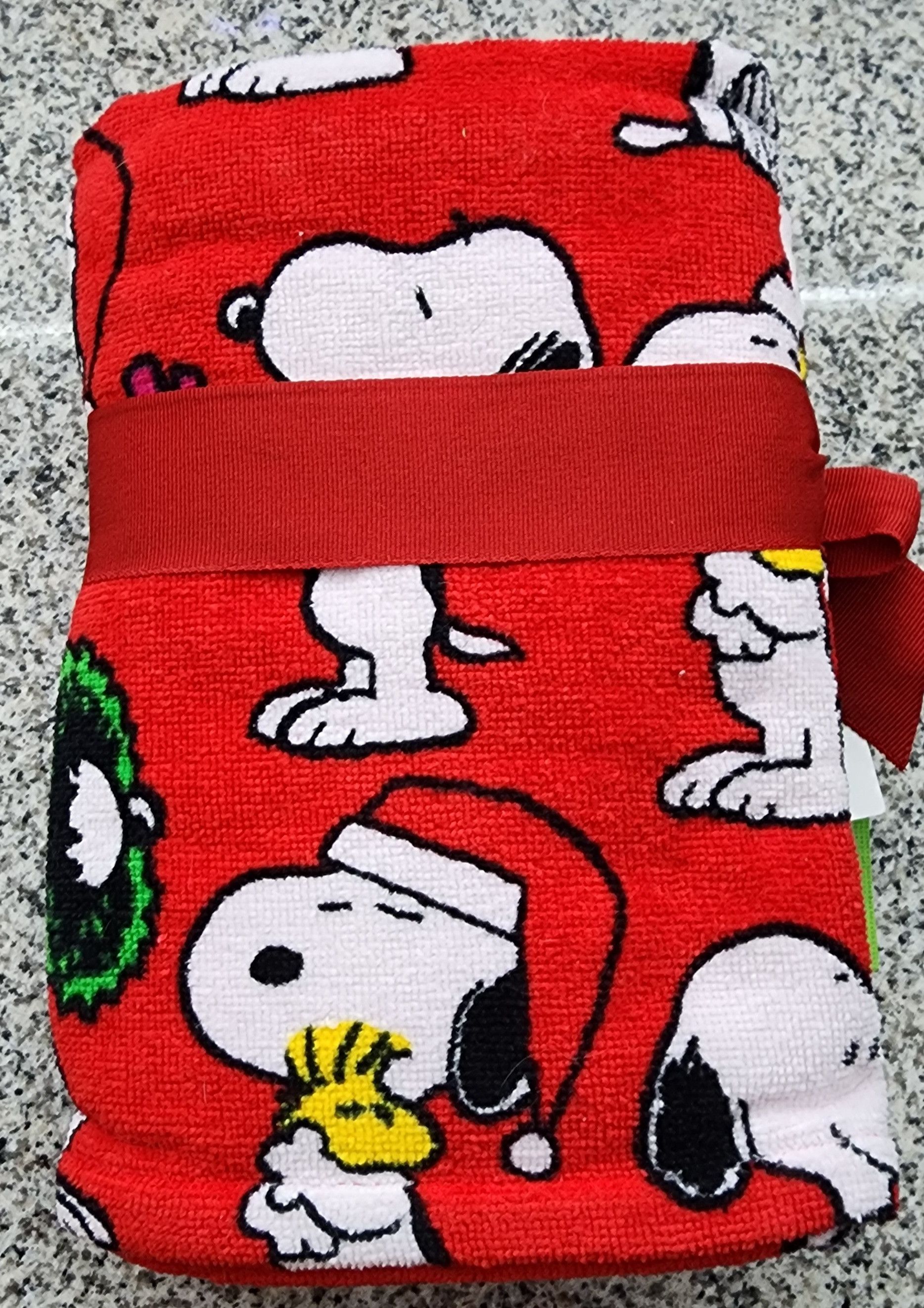 Peanuts Peanuts Snoopy Woodstock Christmas Red 2 Hand Towels 16"x28" Size ONE SIZE - 2 Thumbnail