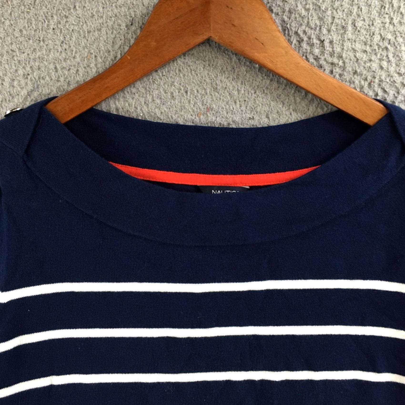 Nautica Nautica Sweater Womens M Navy Blue White Striped Crewneck Pullover Long Sleeve Size M / US 6-8 / IT 42-44 - 3 Thumbnail
