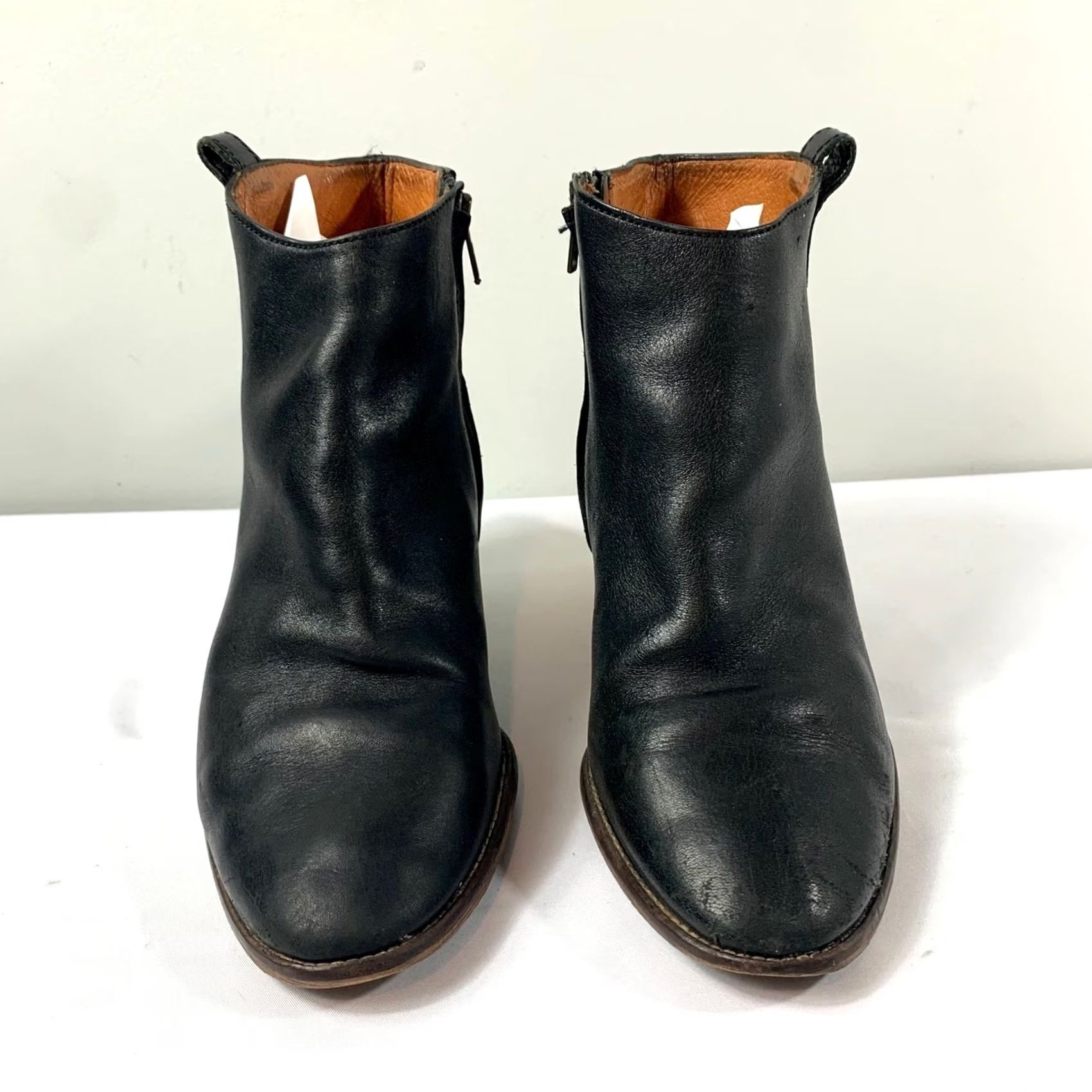 Madewell Madewell Black Leather Ankle Booties Womens 9.5 Stacked Heel Zip Up Size US 10 / IT 40 - 2 Thumbnail