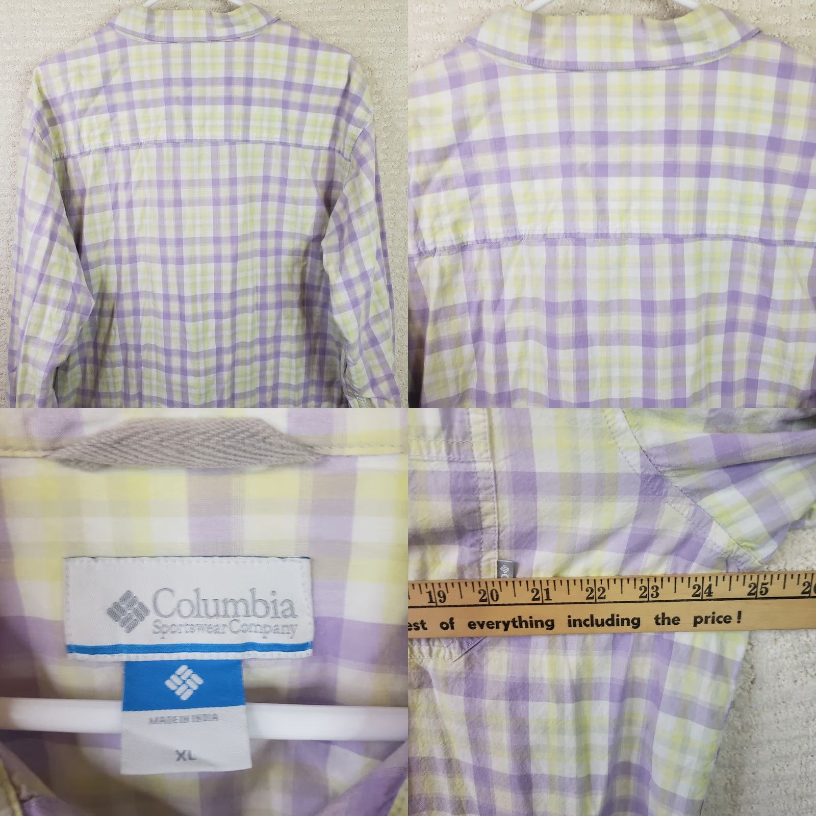 Vintage Columbia Shirt Men XL Button-Down Long Sleeve Plaid Twill Cotton Purple Lavender Mint Green Casual / Business / Travel Size US XL / EU 56 / 4 - 8 Thumbnail