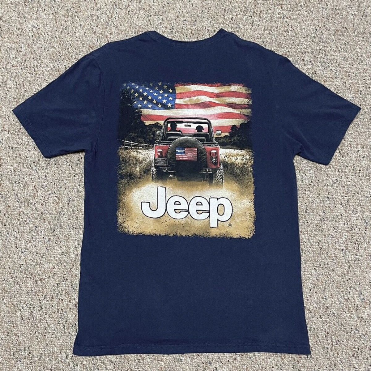 Jeep Jeep American Flag Graphic Navy Blue Tee by JED-CO Men's L Size US L / EU 52-54 / 3 - 1 Thumbnail