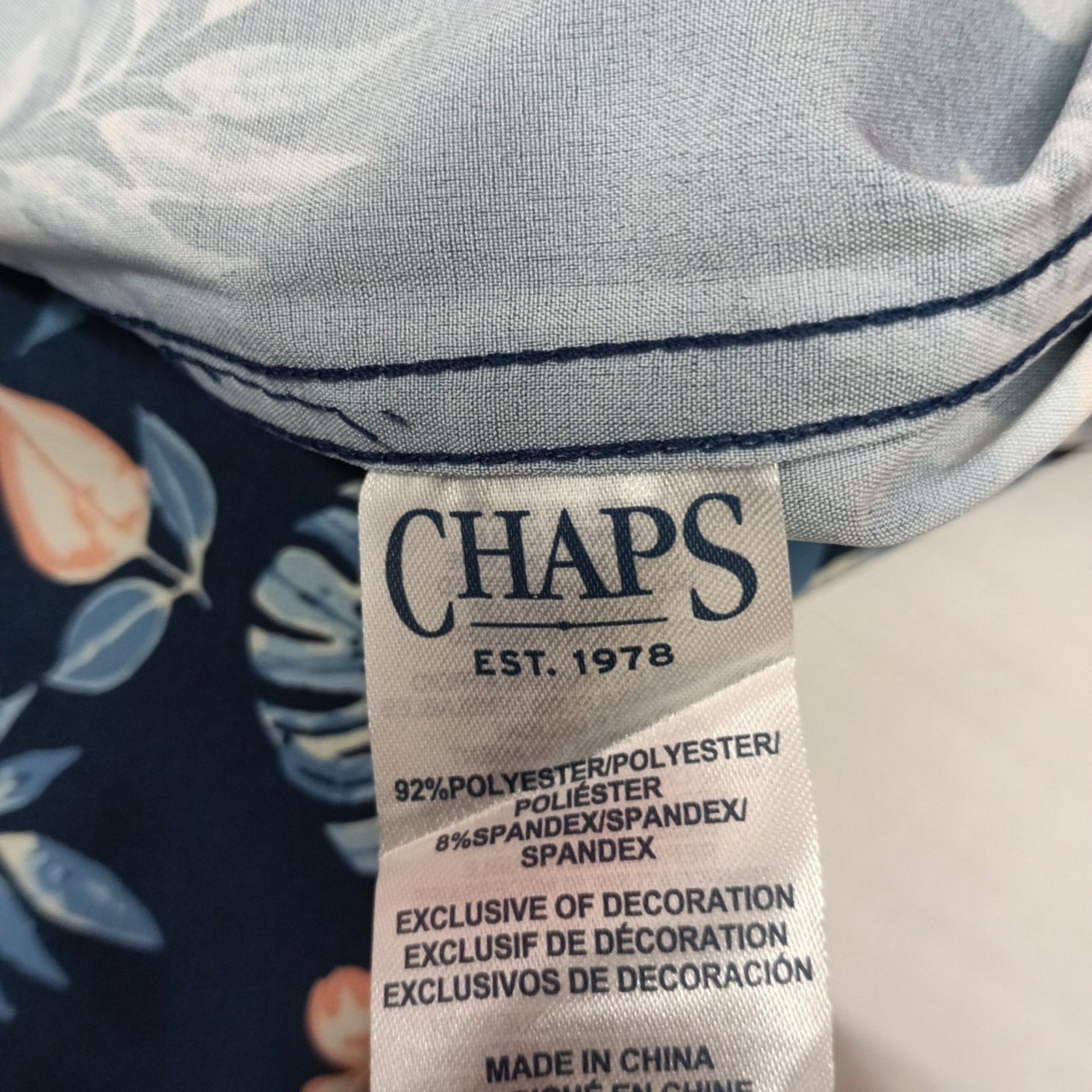 Chaps Chaps Woven Shirt Men's Size M Blue Floral Stretch UPF 50 Size US M / EU 48-50 / 2 - 7 Thumbnail