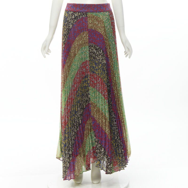 Alice + Olivia new ALICE OLIVIA Jasmine Stripe multi paisley pleated long skirt US6 M Size 28" / US 6 / IT 42 - 1 Thumbnail