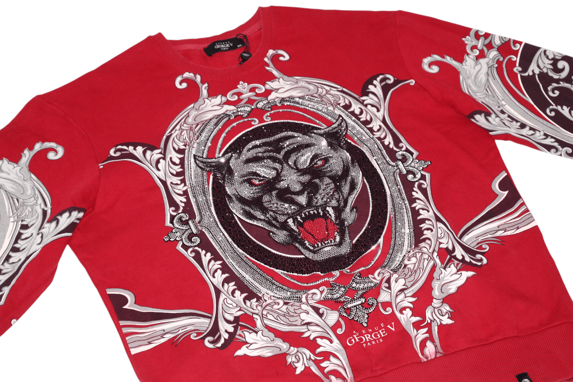 Christian Audigier Avenue George V Paris Panthere Baroque Rhinestones Crew L/S Size US XXL / EU 58 / 5 - 5 Thumbnail