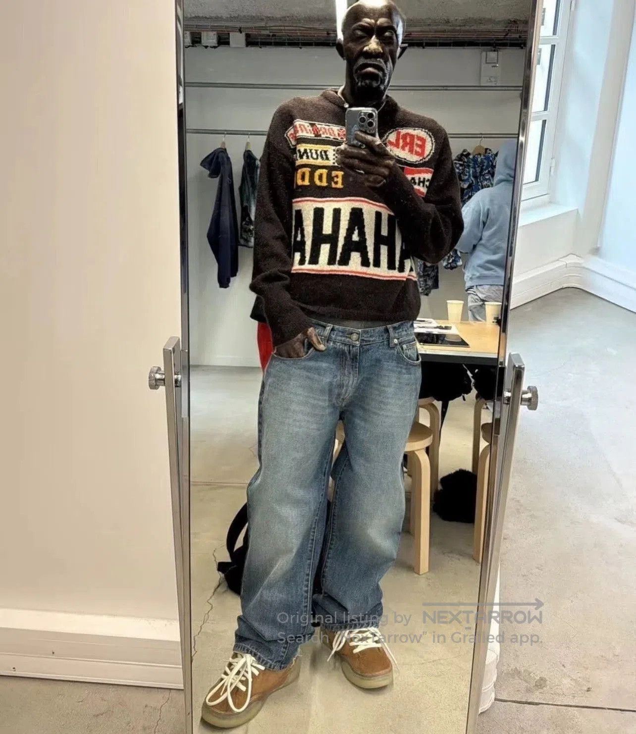 ERL Brown Graphic Knit Sweater with Logo and Text. Size US L / EU 52-54 / 3 - 9 Thumbnail